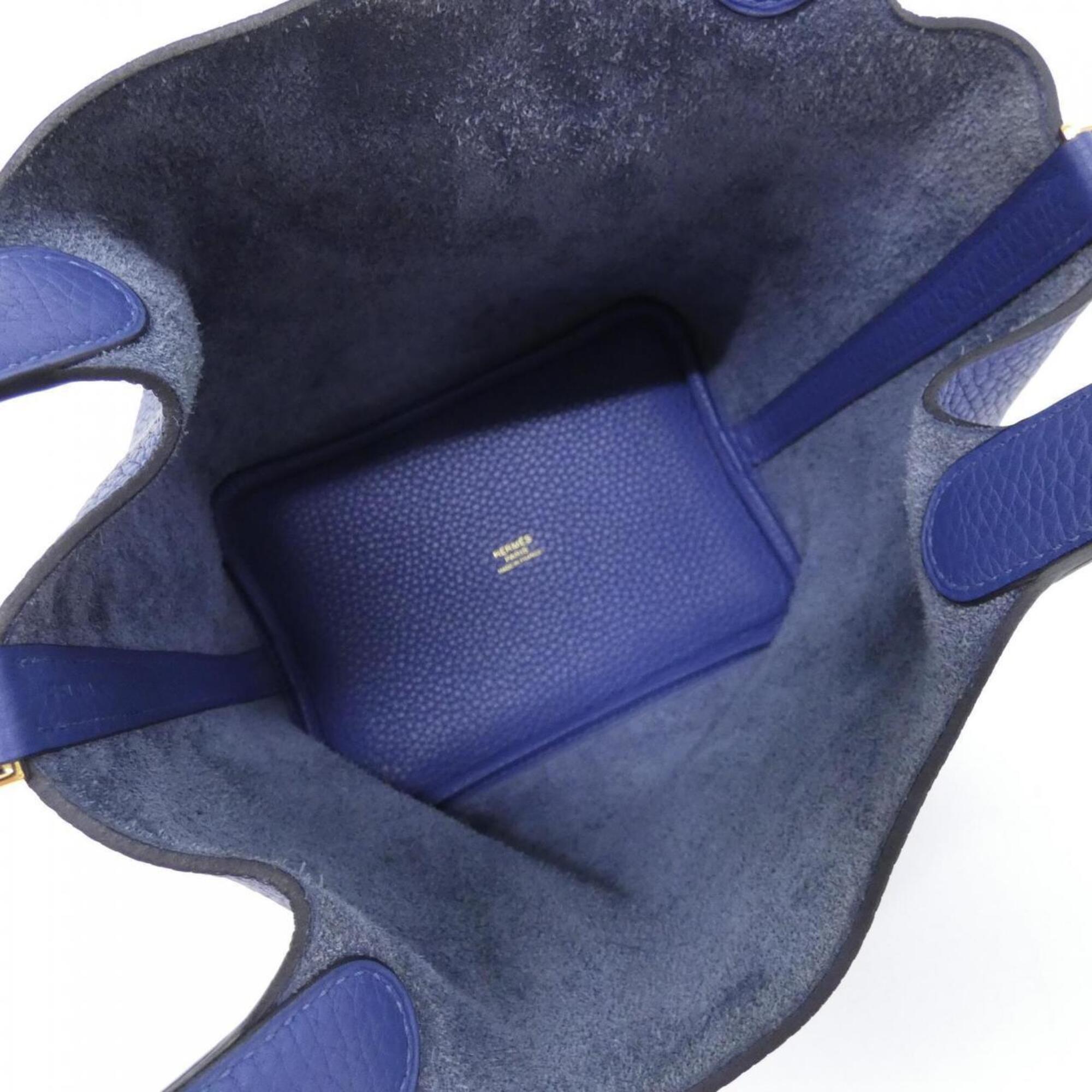 Hermes Blue Taurillon Clemence Leather Handbag (Pre-Owned)
