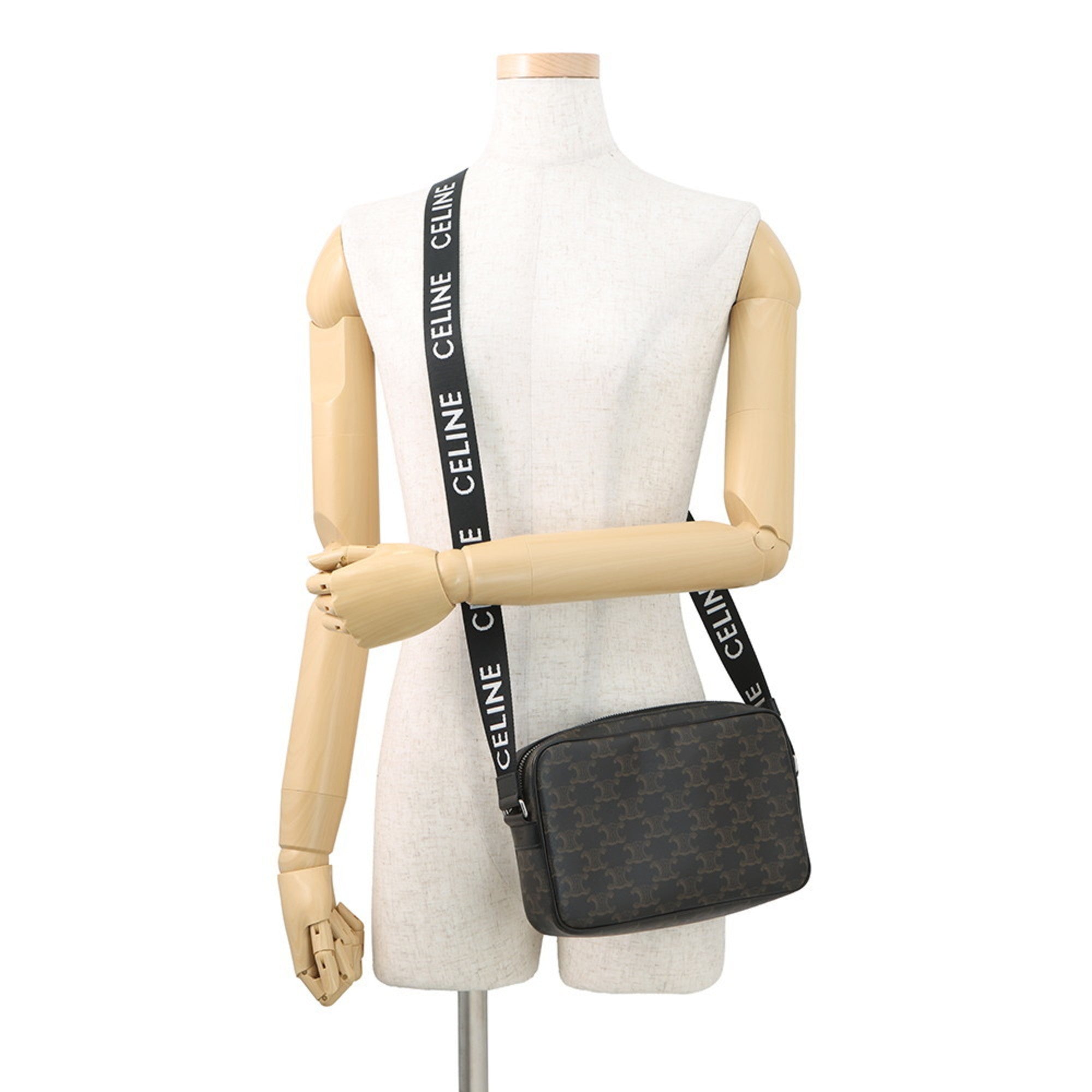 Celine Black Brown Pvc Leather Messenger Bag Shoulder Bag (Pre-Owned)