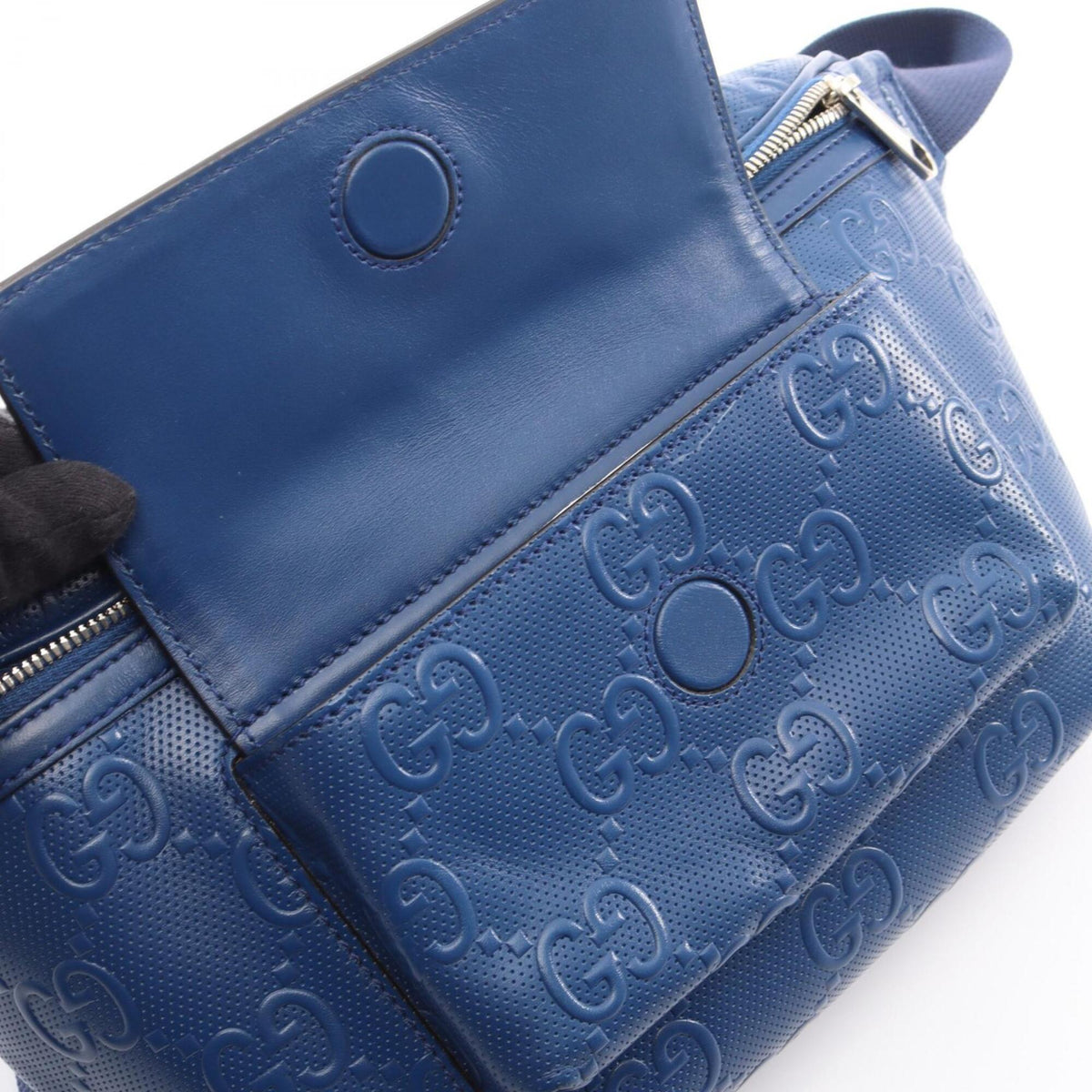 Gucci Blue Leather Fanny Pack Handbag (Pre-Owned)