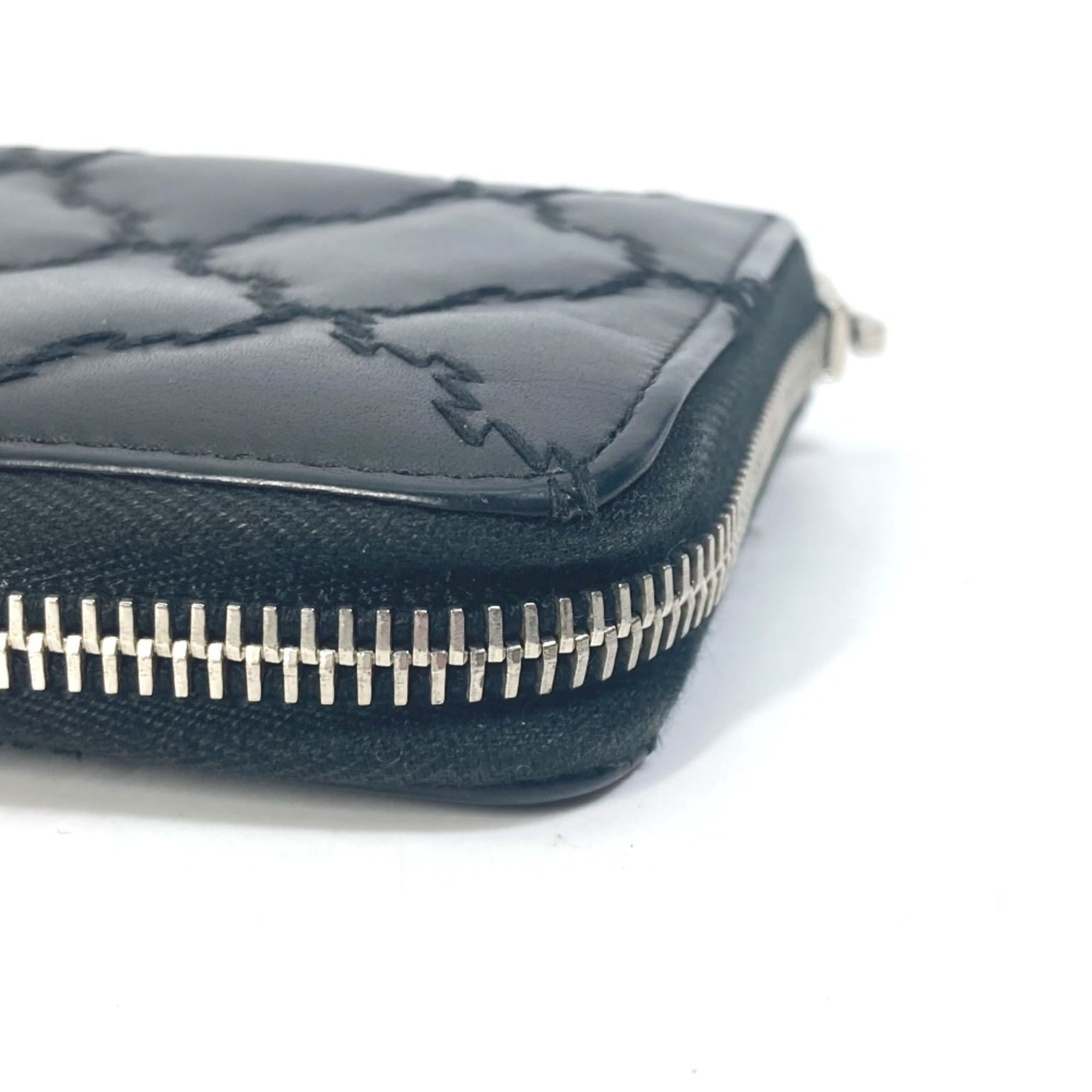 Chanel Black Leather Long Wallet (Bi-Fold) (Pre-Owned)