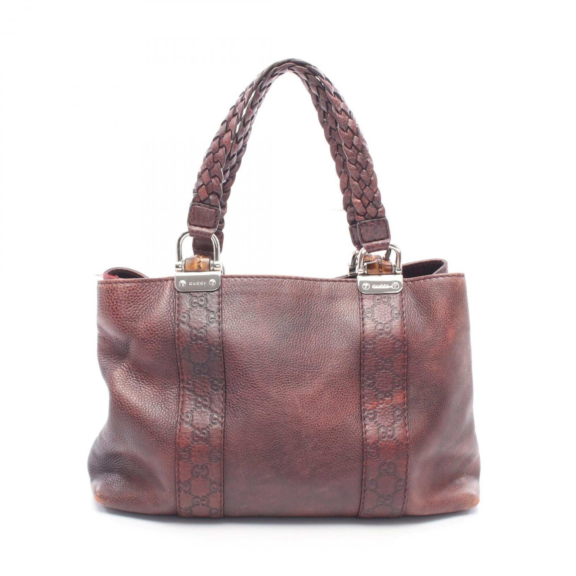 Gucci Bordeaux Leather Handbag Tote Bag (Pre-Owned)