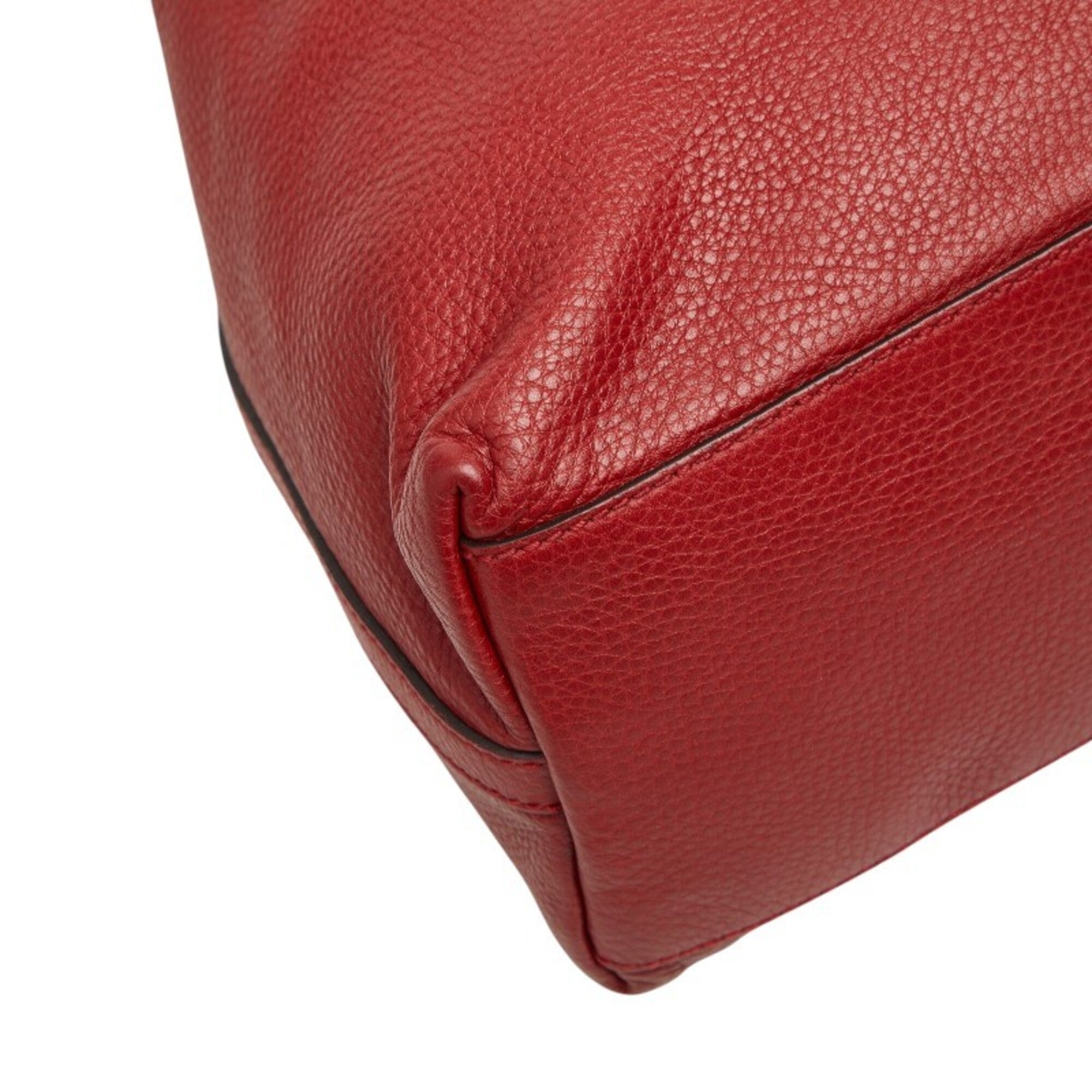 Gucci Red Color Leather Shoulder Bag Tote Bag (Pre-Owned)