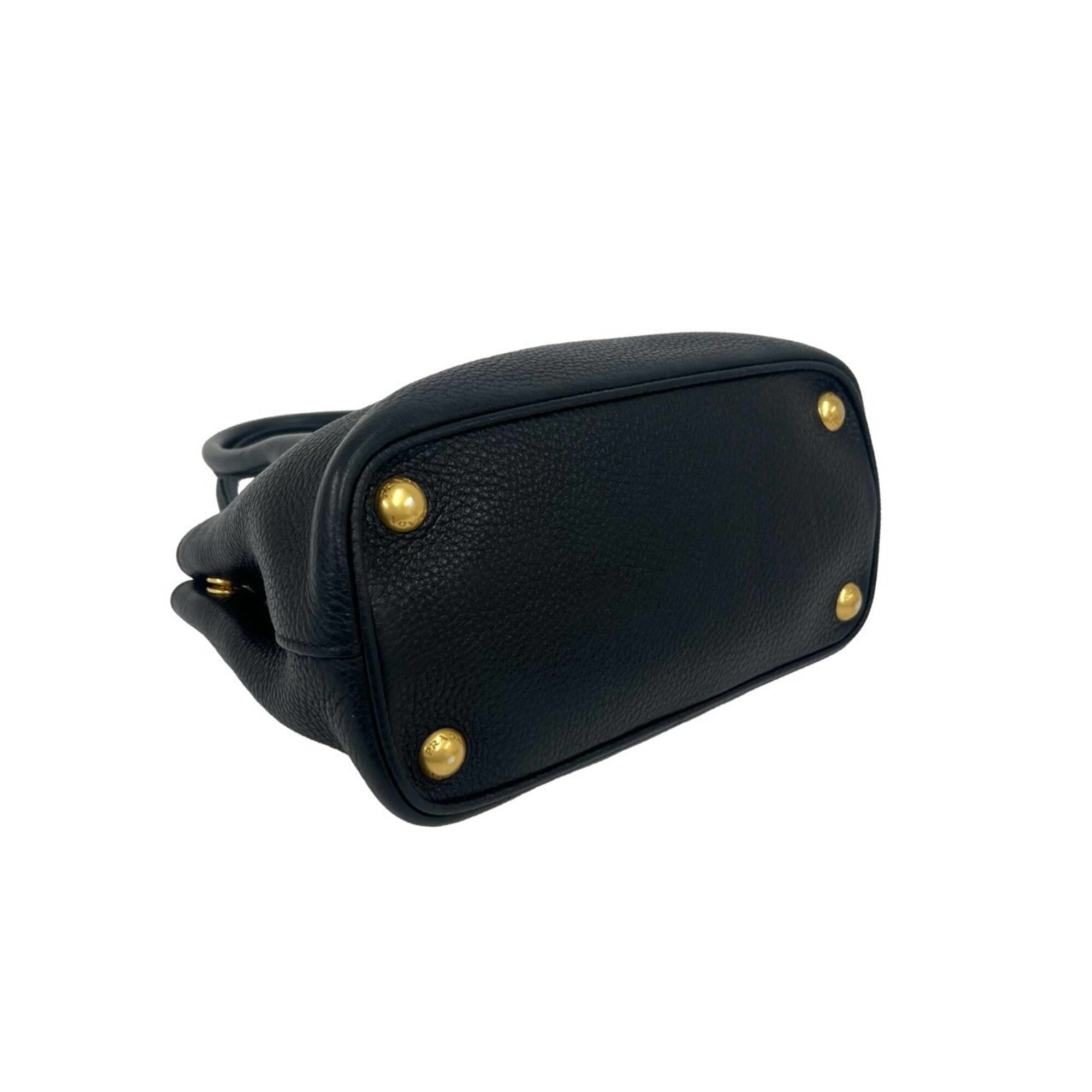 Prada Black Leather Handbag Shoulder Bag Tote Bag (Pre-Owned)