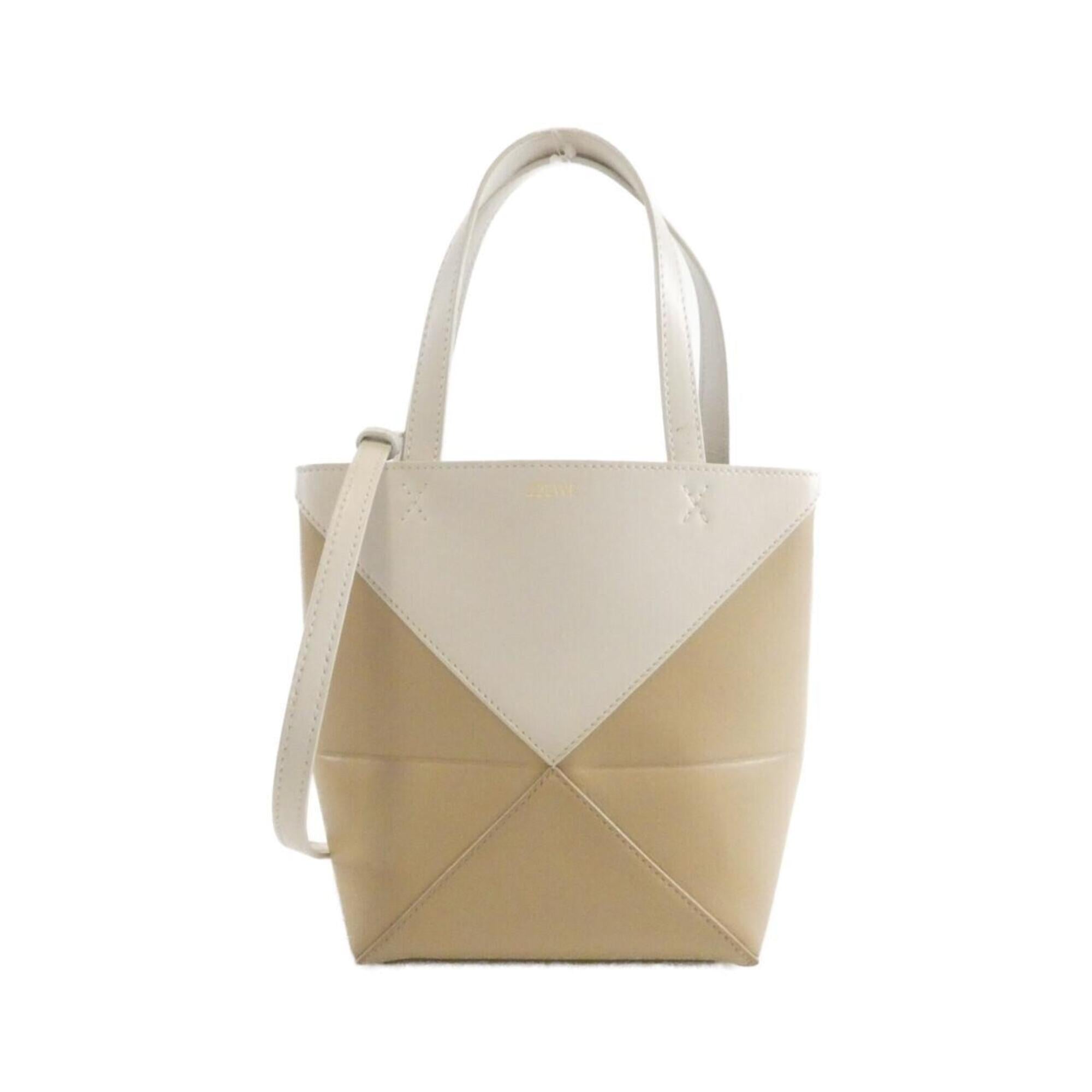 Loewe Beige White Leather Handbag (Pre-Owned)