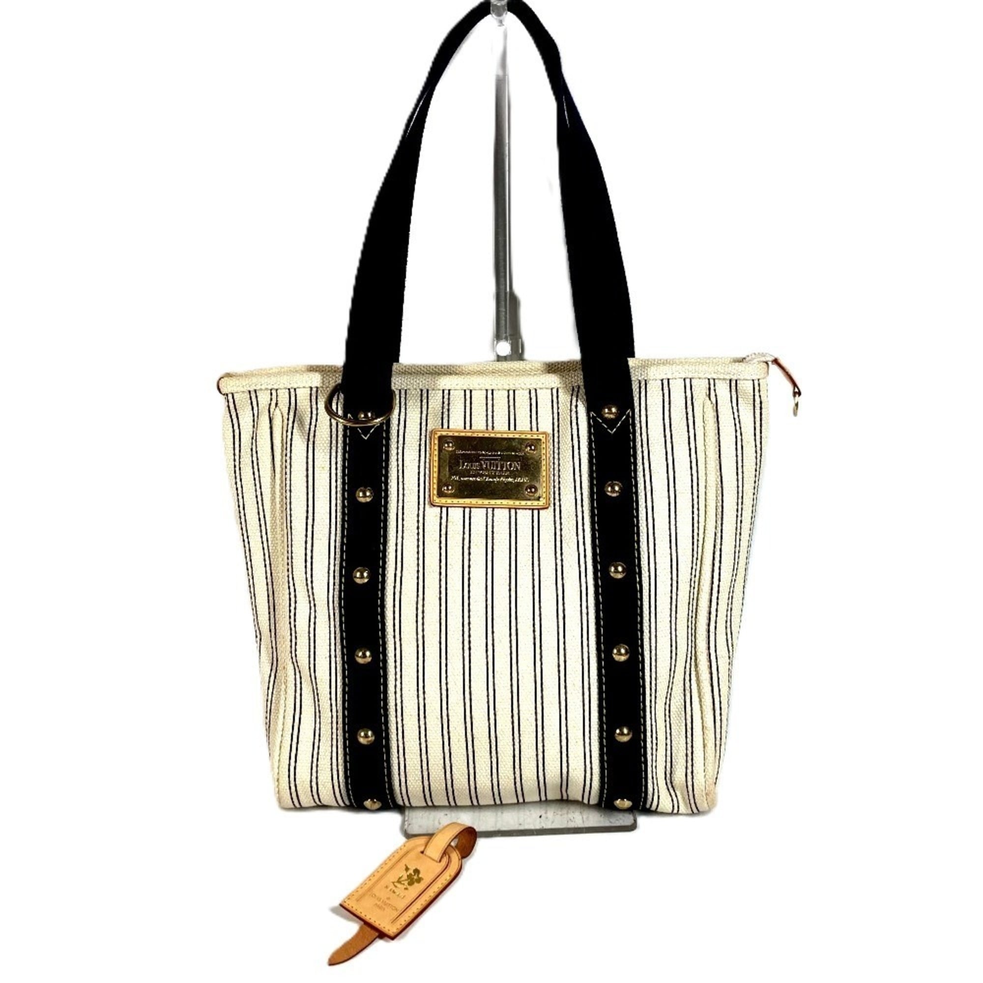 Louis Vuitton Navy White Canvas Shoulder Bag Tote Bag (Pre-Owned)