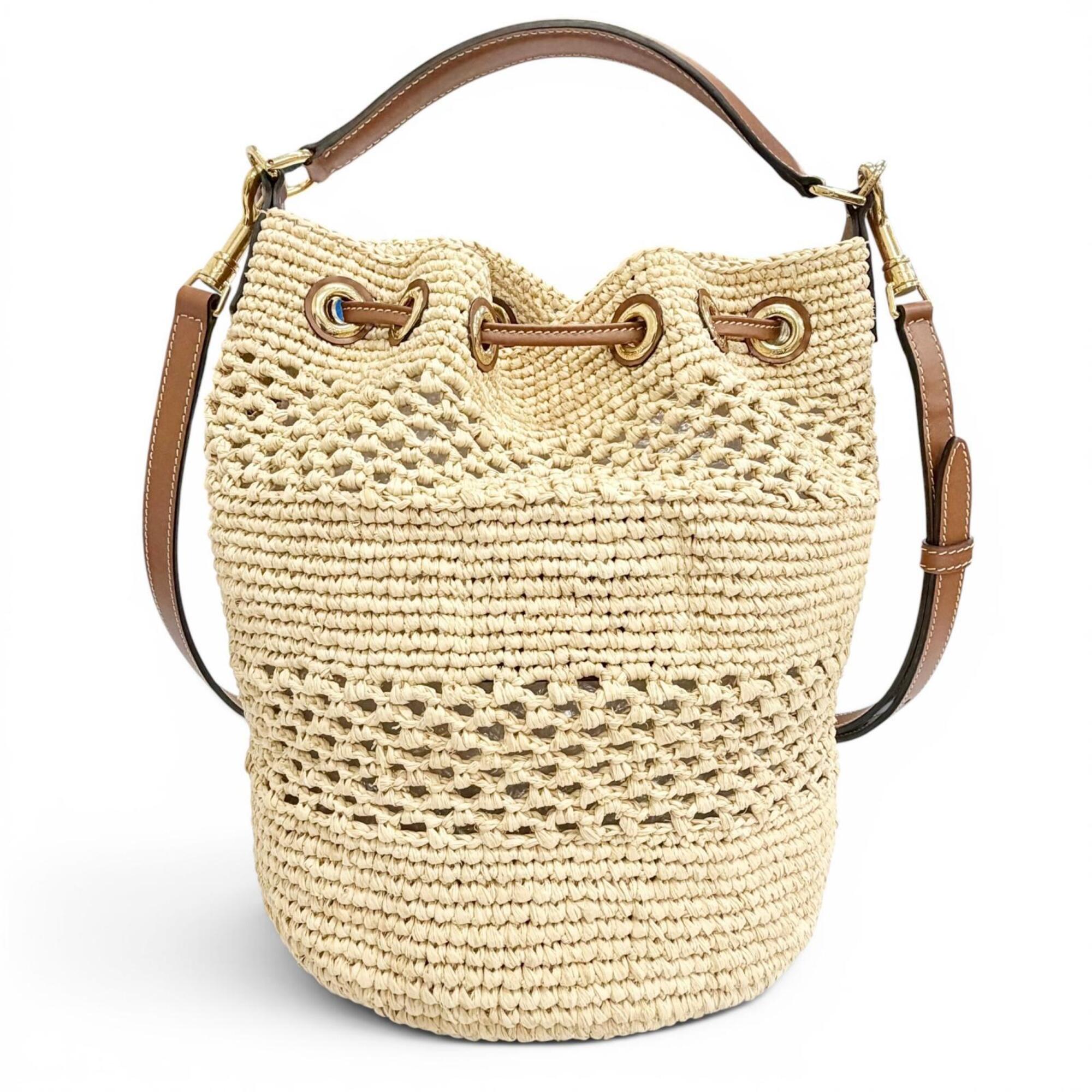 Celine Brown Raffia Leather Shoulder Bag (Pre-Owned)