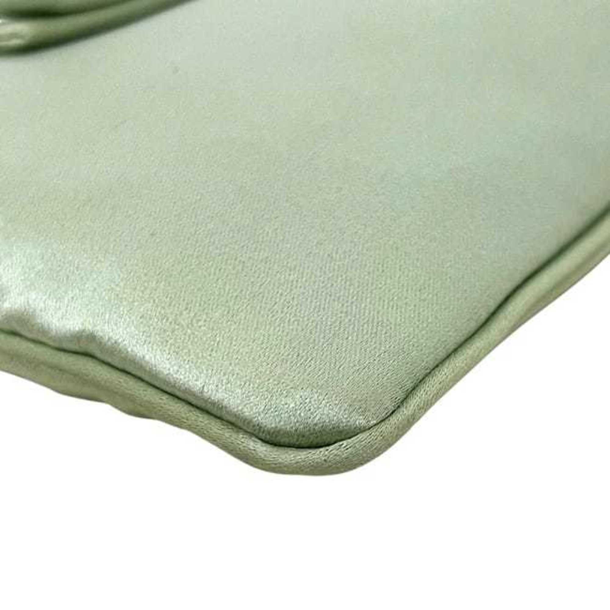 Prada Light Green Satin Pouch (Pre-Owned)