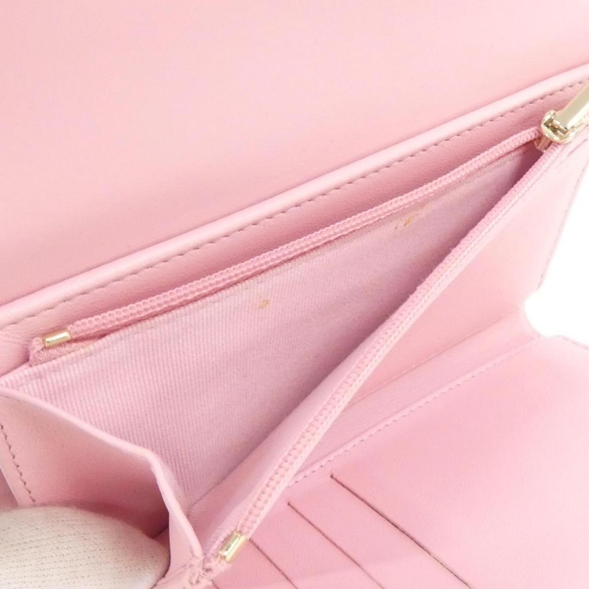 Chanel Pink Leather Wallet (Tri-Fold) (Pre-Owned)