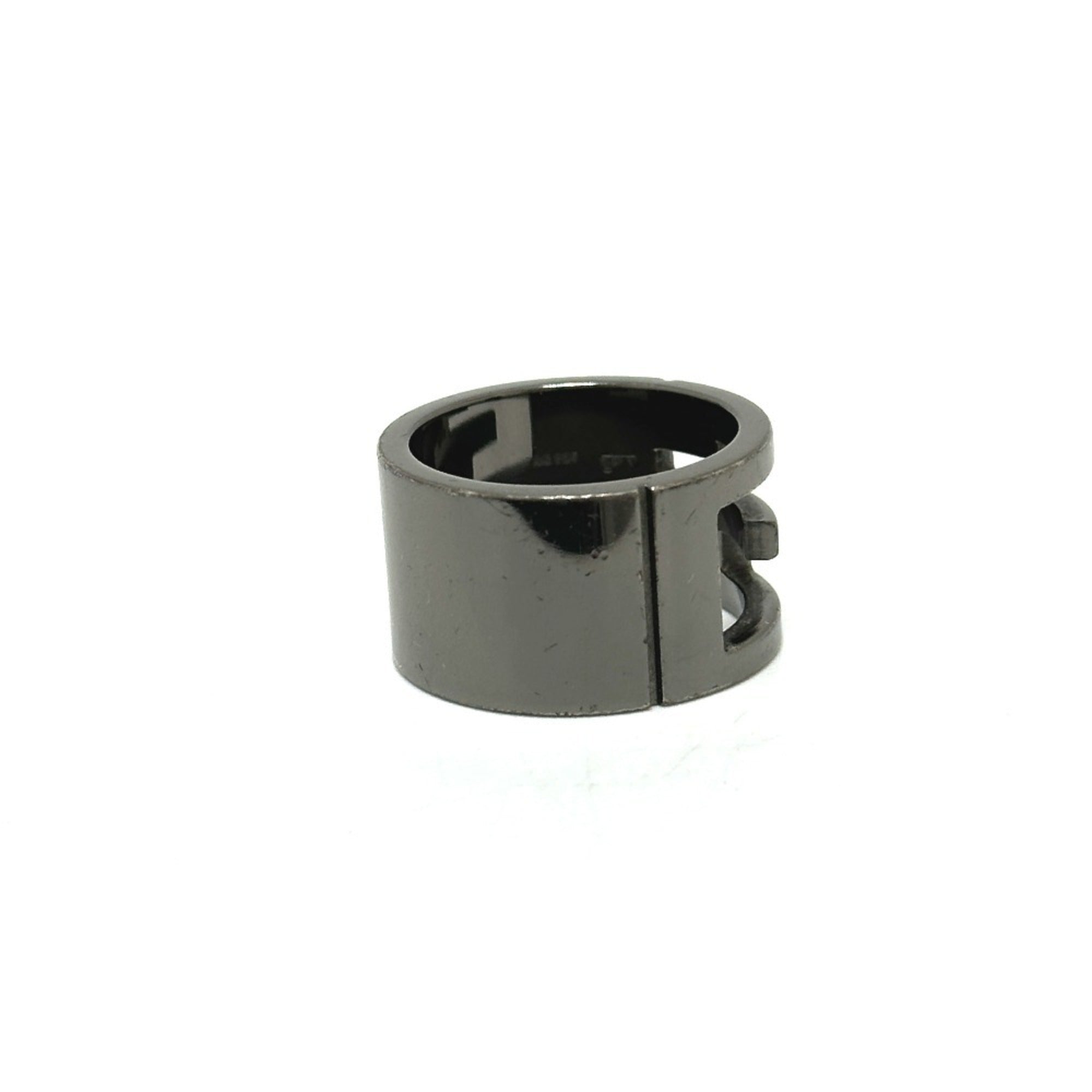 Gucci Silver Black Metal Band Ring (Pre-Owned)