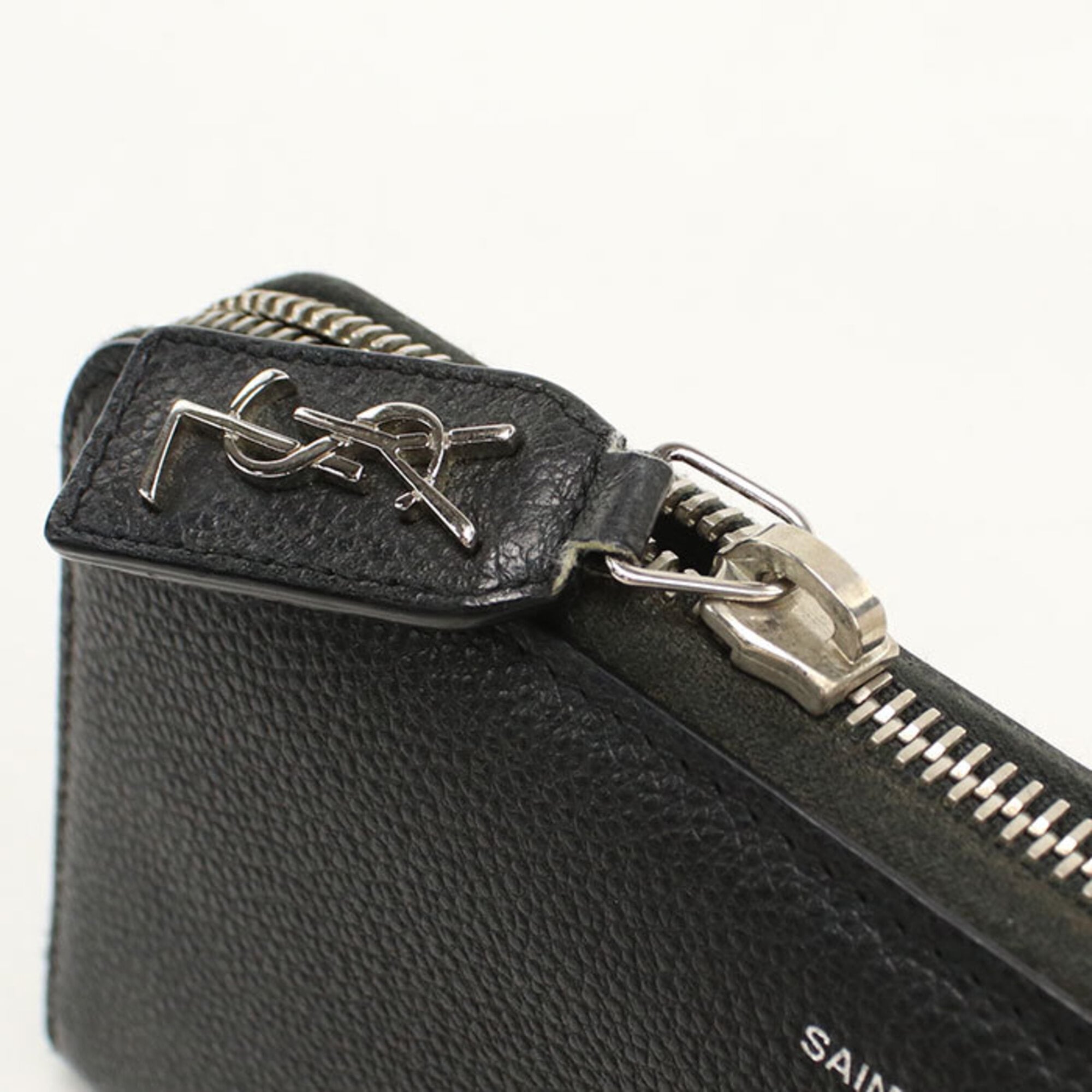 Saint Laurent Black Leather Long Wallet (Bi-Fold) (Pre-Owned)