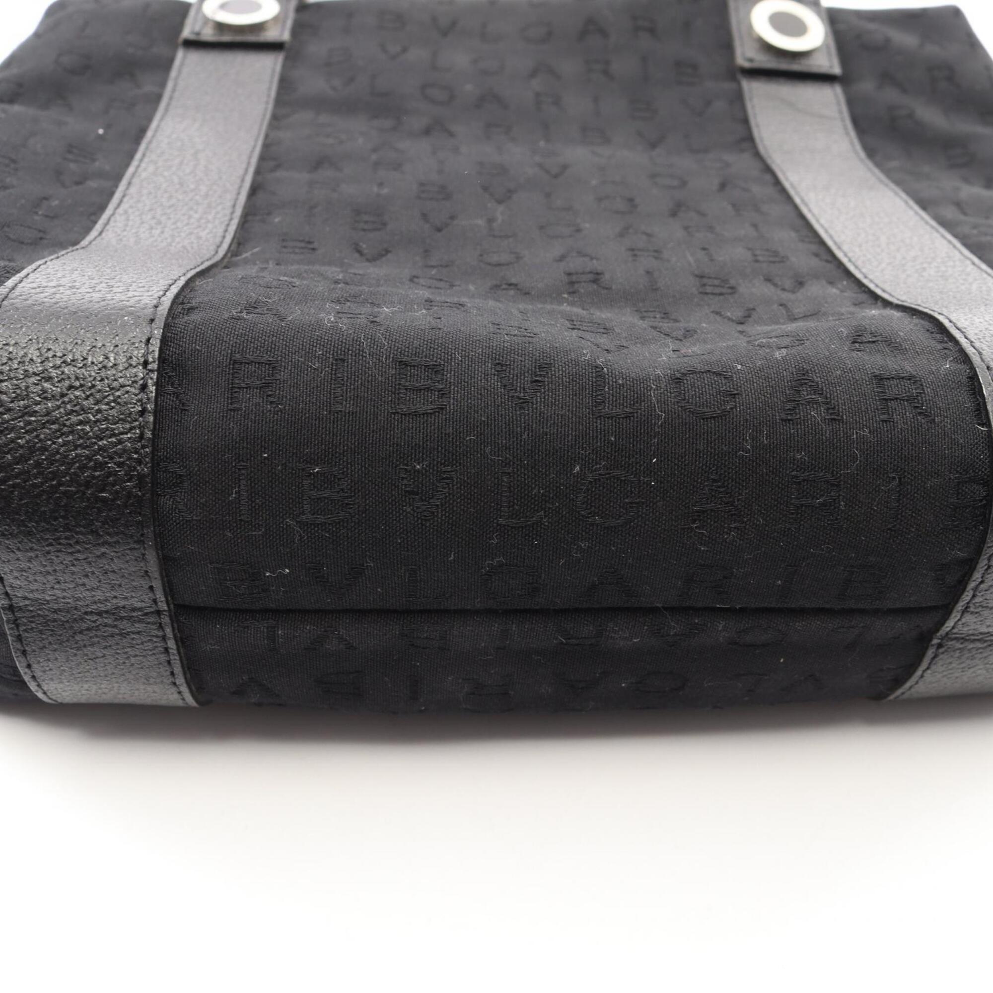Bvlgari Black Canvas Leather Handbag Pouch (Pre-Owned)