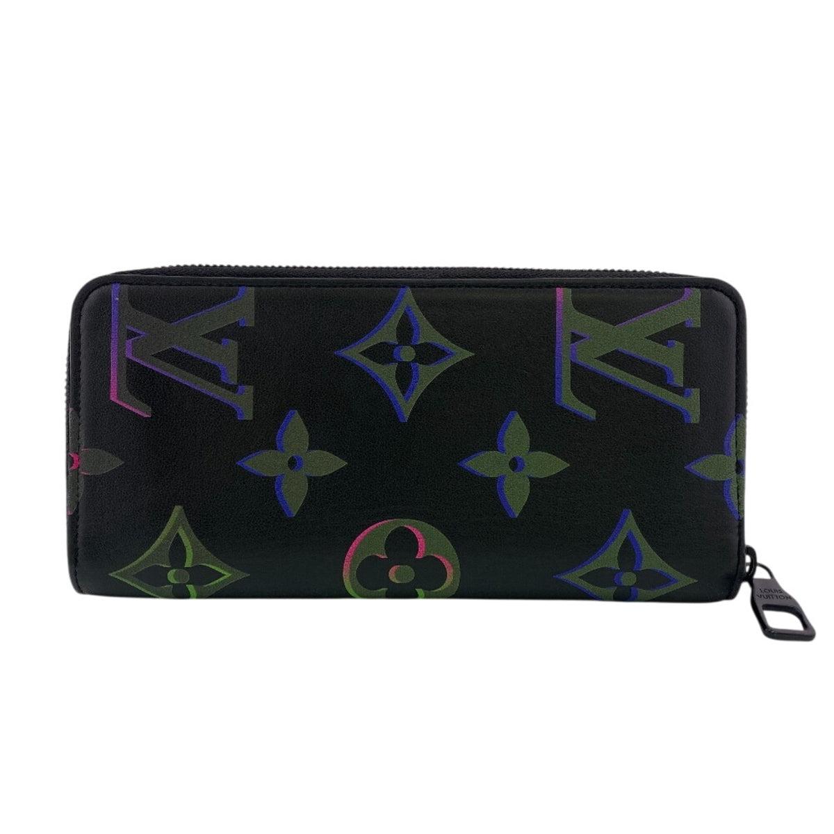 Louis Vuitton Monogram Black Green Purple Leather Long Wallet (Bi-Fold) (Pre-Owned)