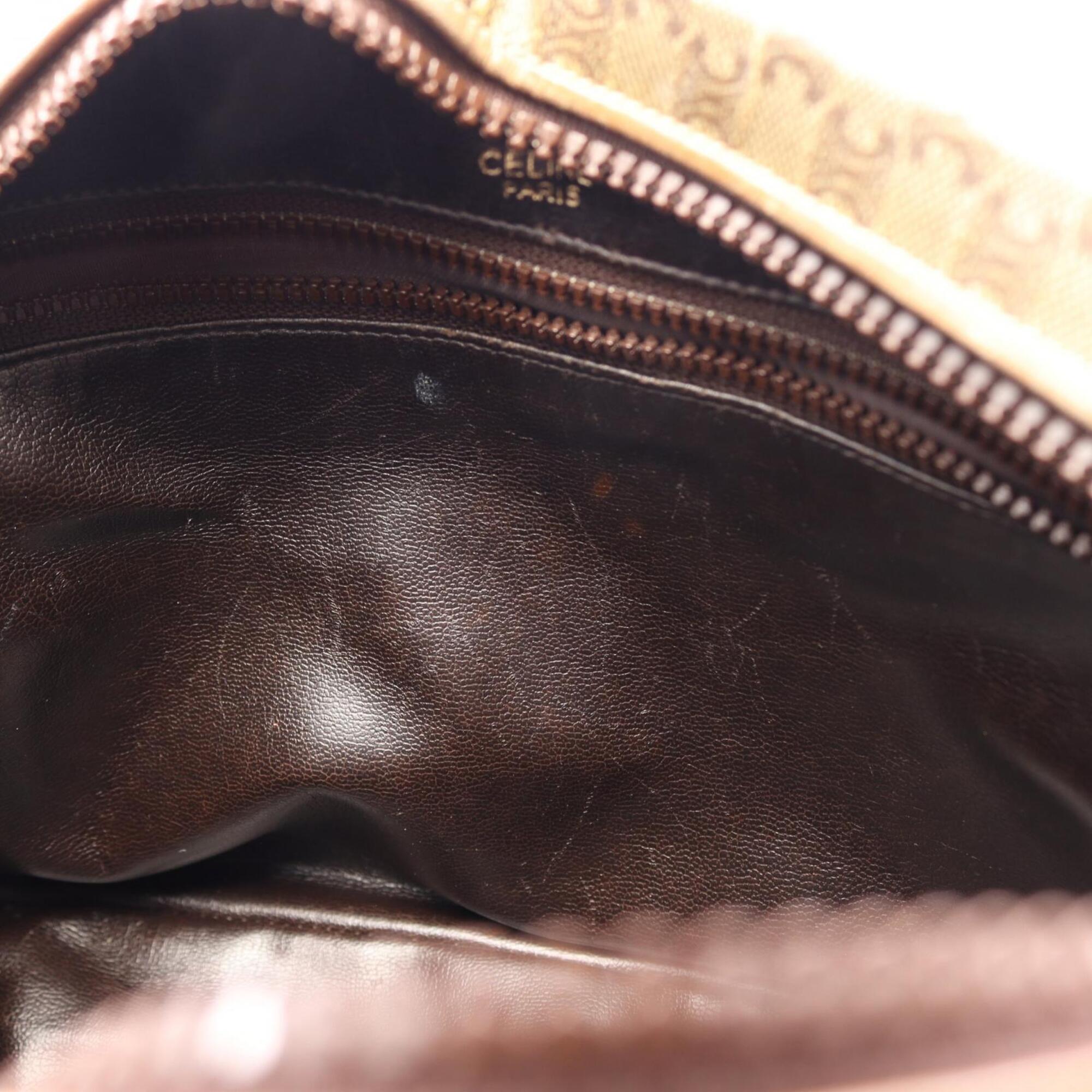 Celine Brown Coated Canvas Leather Handbag Shoulder Bag (Pre-Owned)