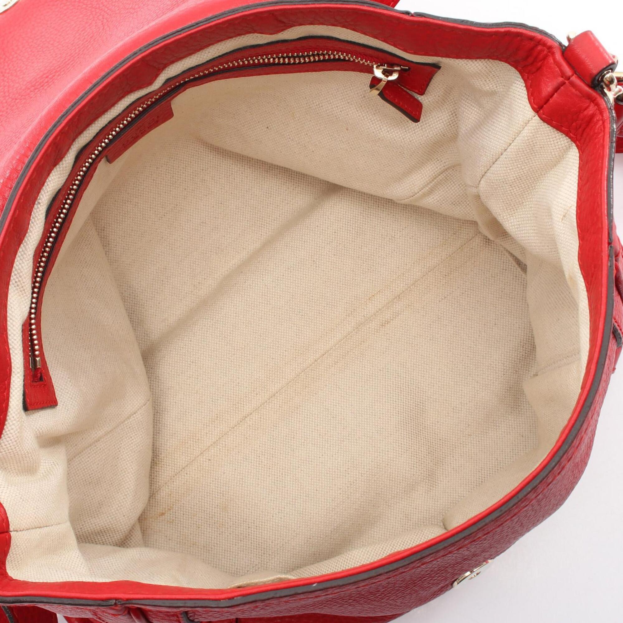 Gucci Red Color Leather Handbag Shoulder Bag (Pre-Owned)