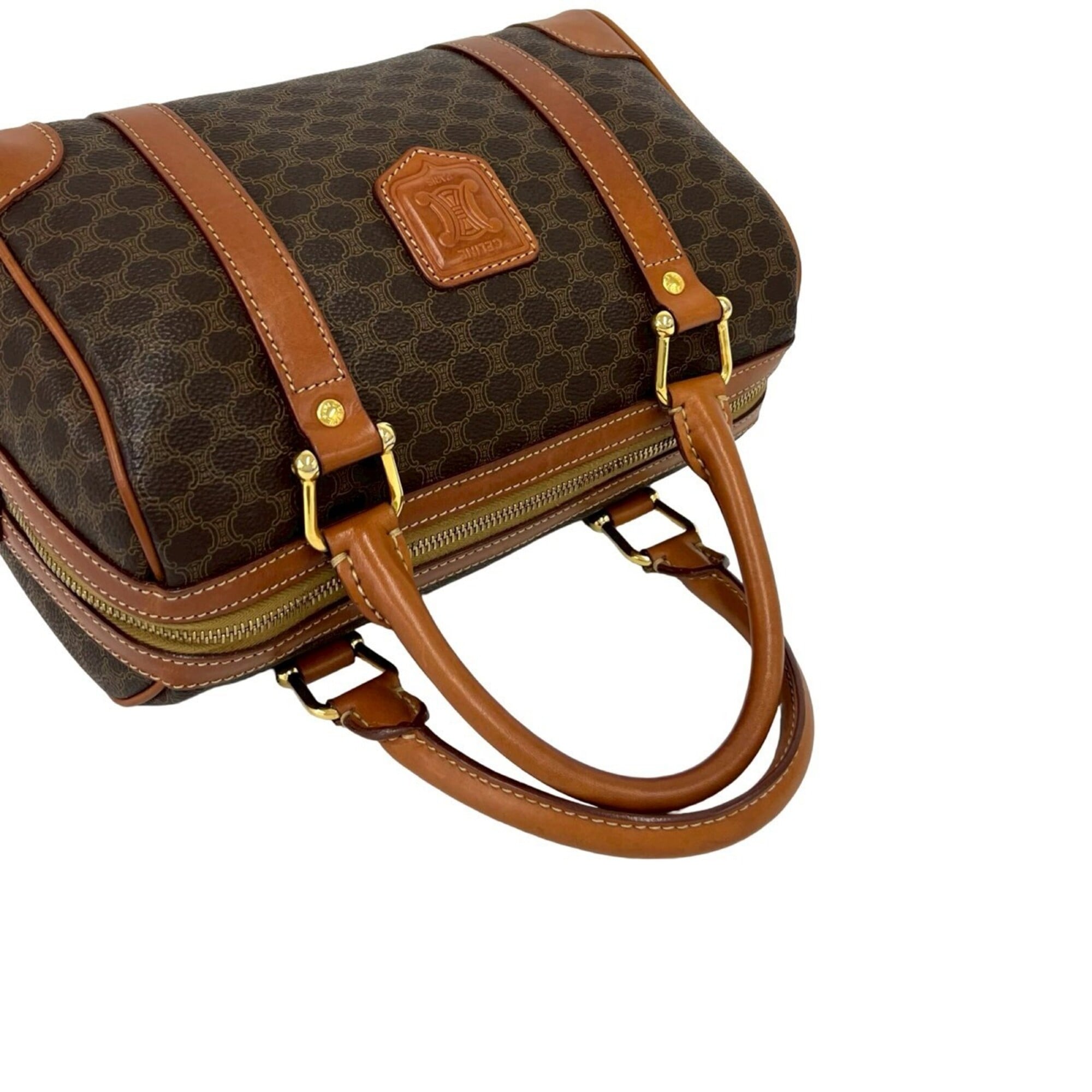 Celine Brown Pvc Leather Boston Bag Handbag (Pre-Owned)