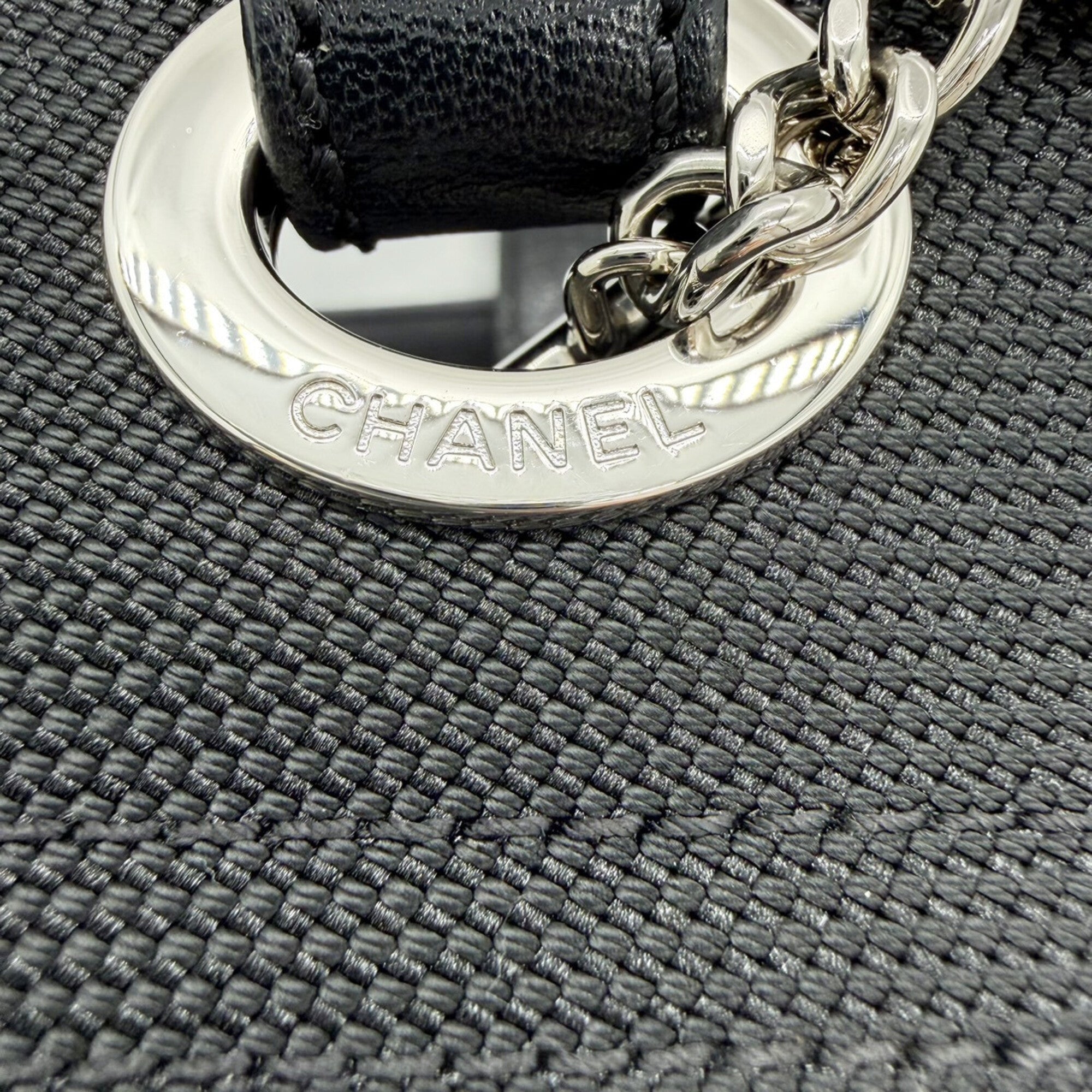 Chanel Black Coated Canvas Leather Tote Bag (Pre-Owned)