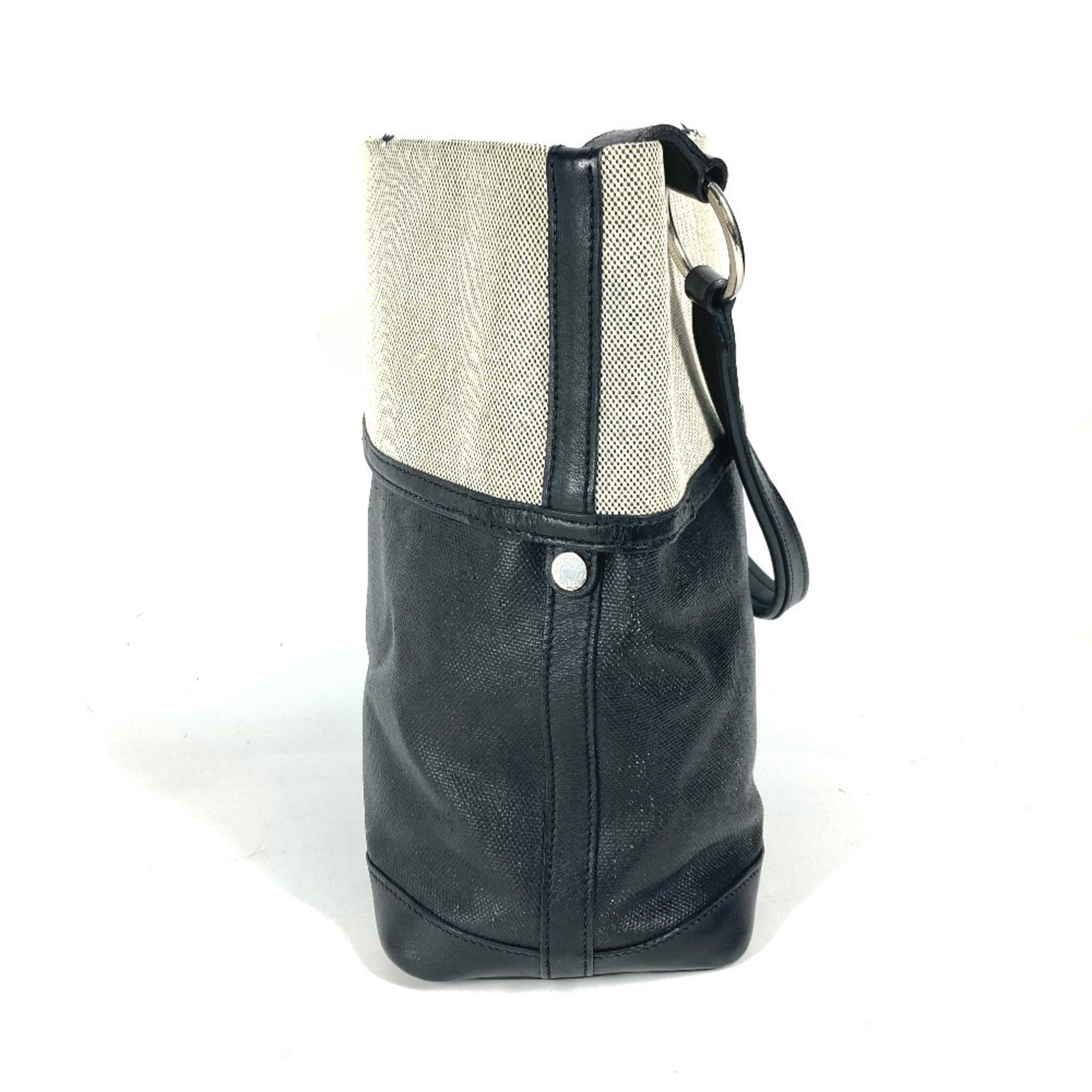 Hermes Black Gray Toile H Coated Canvas Shoulder Bag Tote Bag (Pre-Owned)