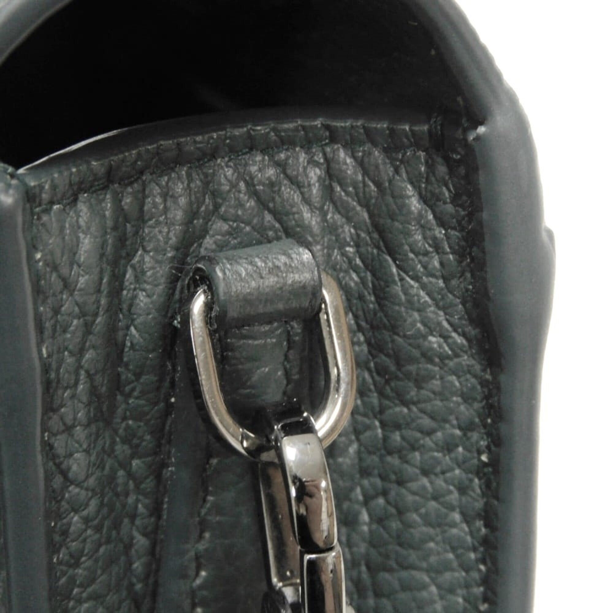 Bvlgari Dark Khaki Leather Pochette Shoulder Bag (Pre-Owned)