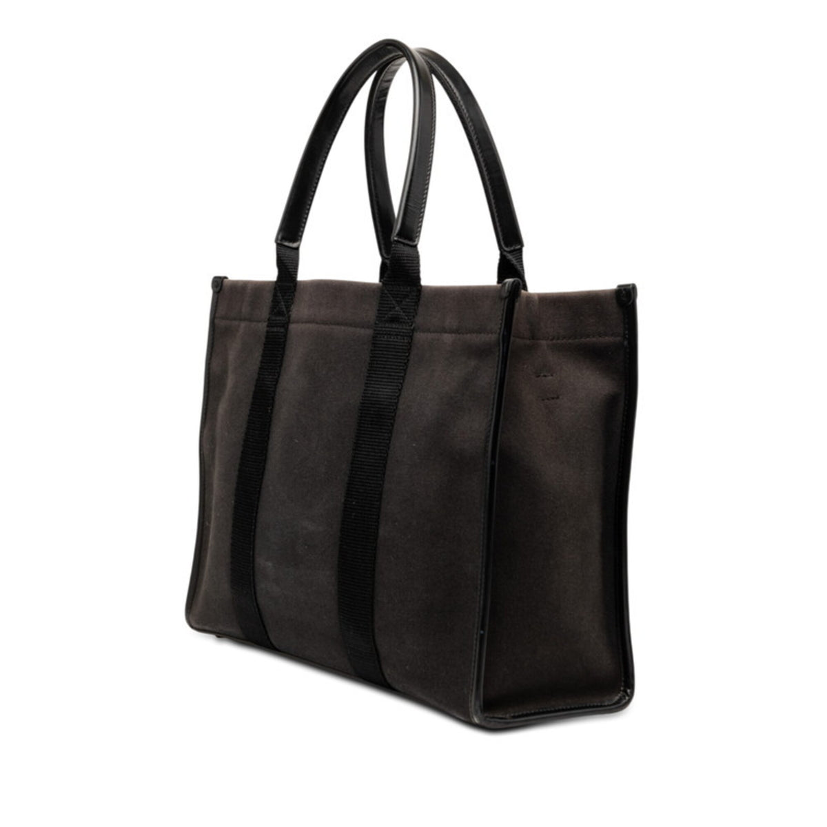 Balenciaga Dark Brown Canvas Leather Shoulder Bag Tote Bag (Pre-Owned)