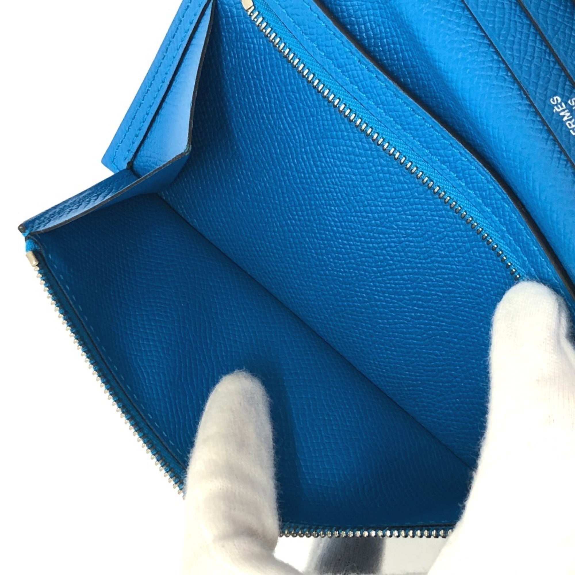Hermes Blue Epsom Leather Long Wallet (Bi-Fold) (Pre-Owned)