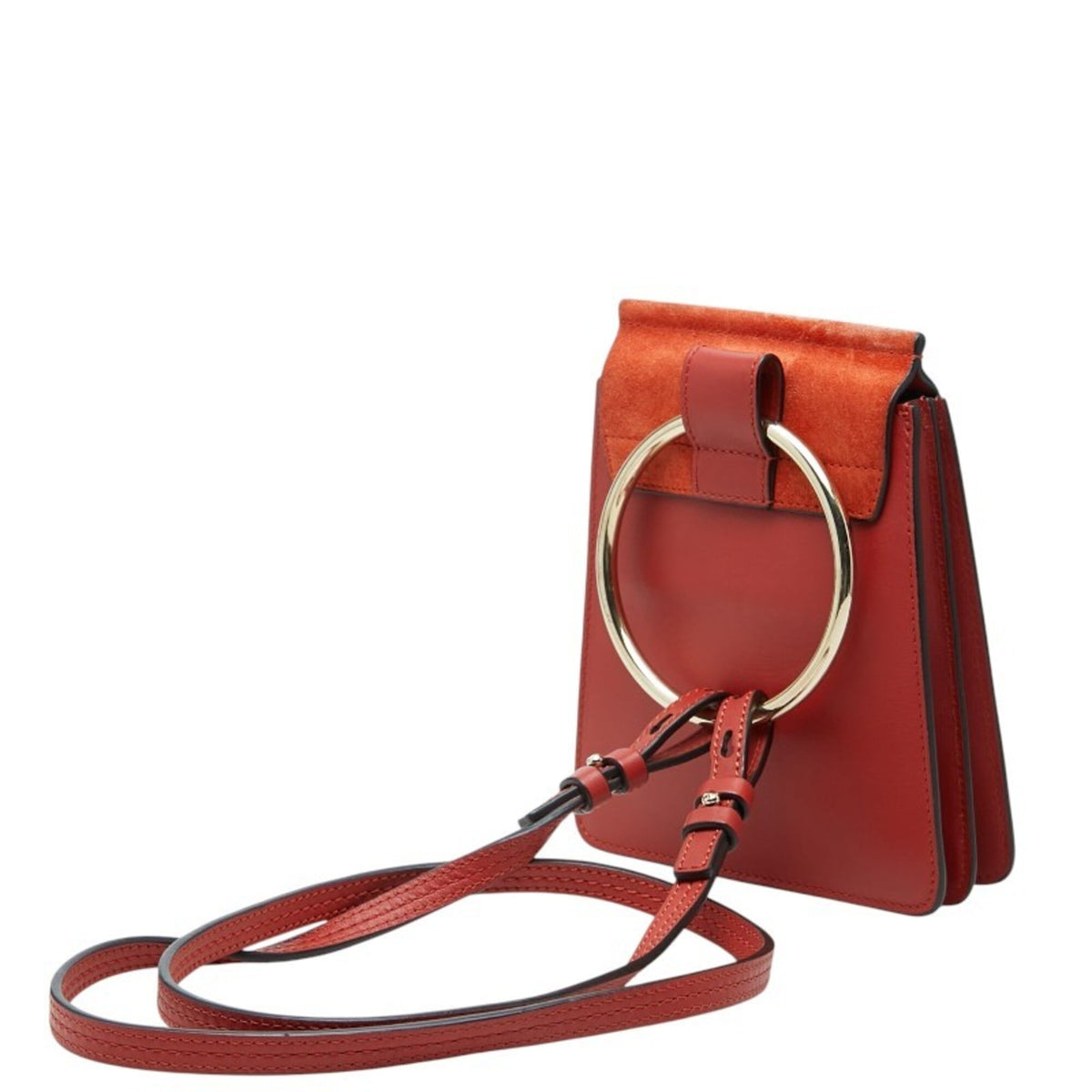Chloé Red Color Leather Suede Shoulder Bag (Pre-Owned)