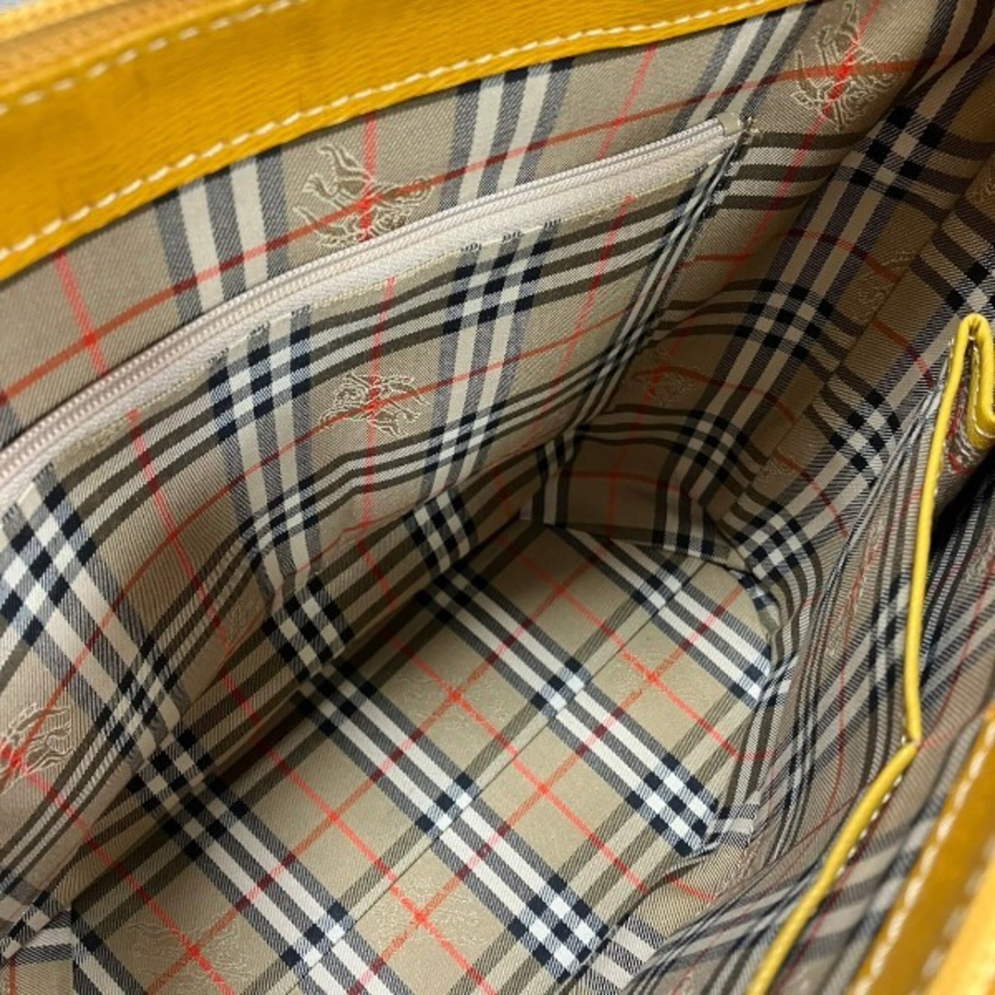 Burberry Yellow Leather Shoulder Bag Tote Bag (Pre-Owned)