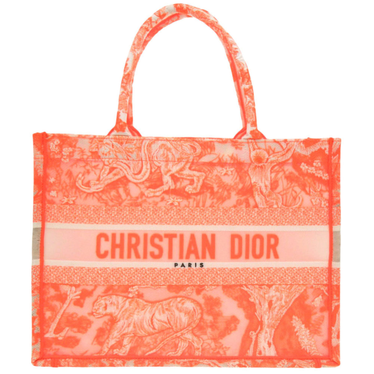 Christian Dior Orange White Mesh Jacquard Handbag (Pre-Owned)