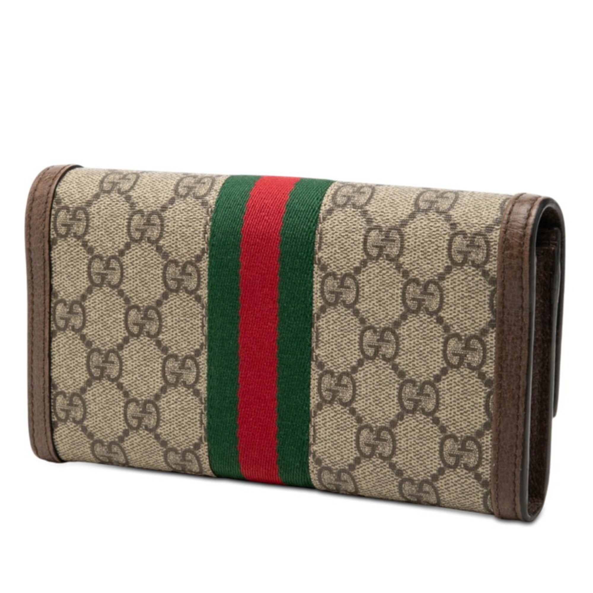 Gucci Beige Brown Pvc Long Wallet (Bi-Fold) (Pre-Owned)
