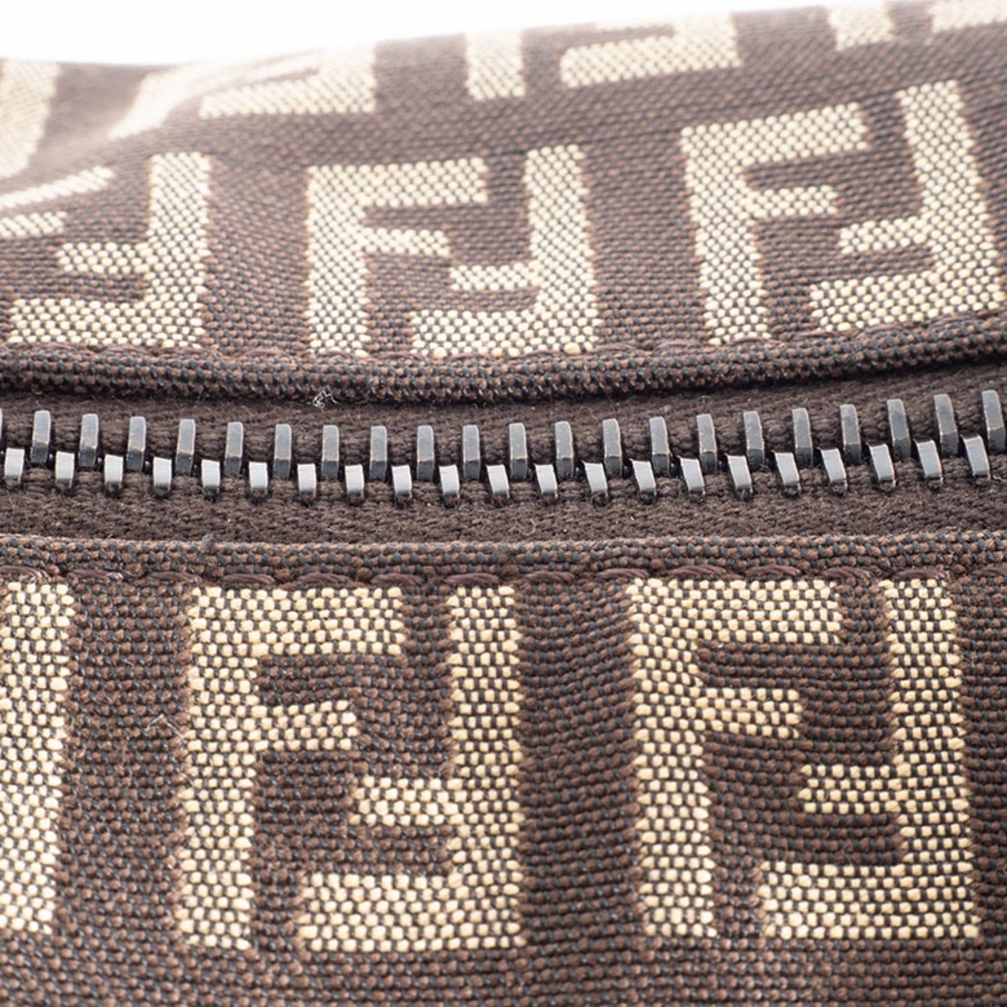 Fendi Zucchino Beige Brown Zucchino Canvas Leather Tote Bag (Pre-Owned)