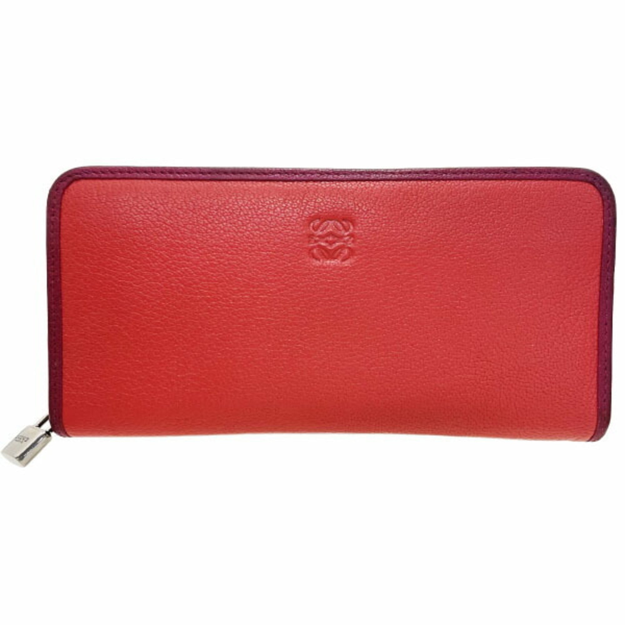 Loewe Bordeaux Coral Red Leather Coin Purse/Coin Case (Pre-Owned)