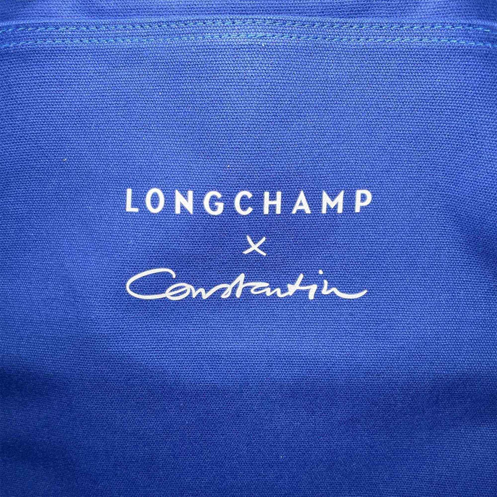 Longchamp Blue White Tote Bag (Pre-Owned)