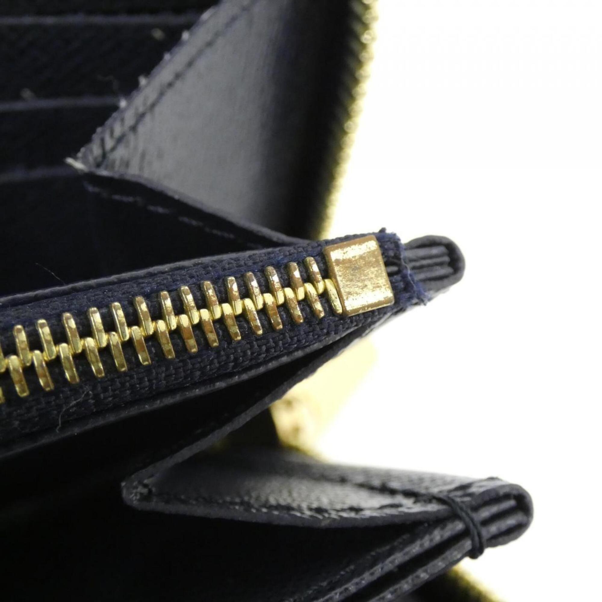 Louis Vuitton Navy Leather Long Wallet (Bi-Fold) (Pre-Owned)