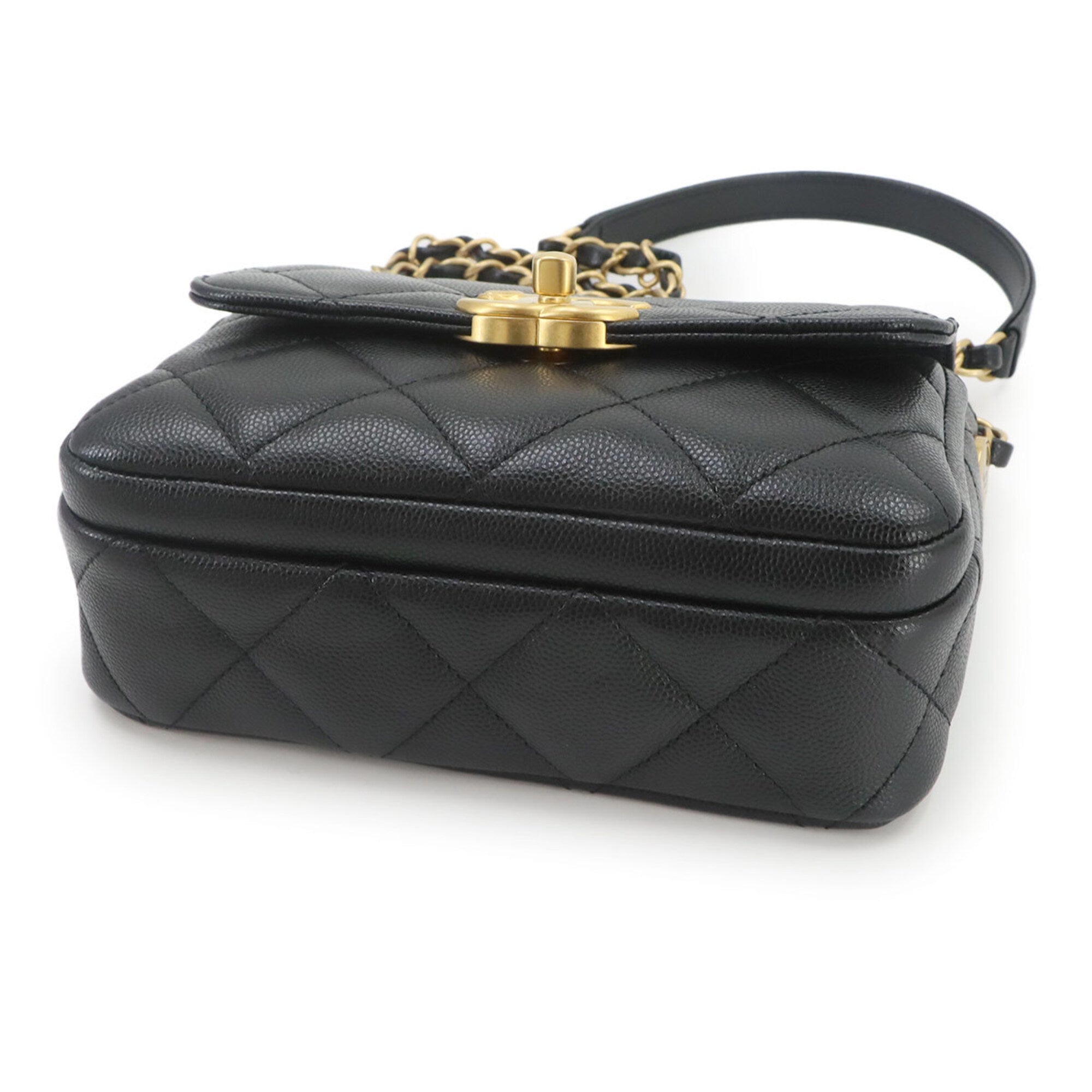 Chanel Matelasse Black Grained Calfskin Handbag Shoulder Bag (Pre-Owned)