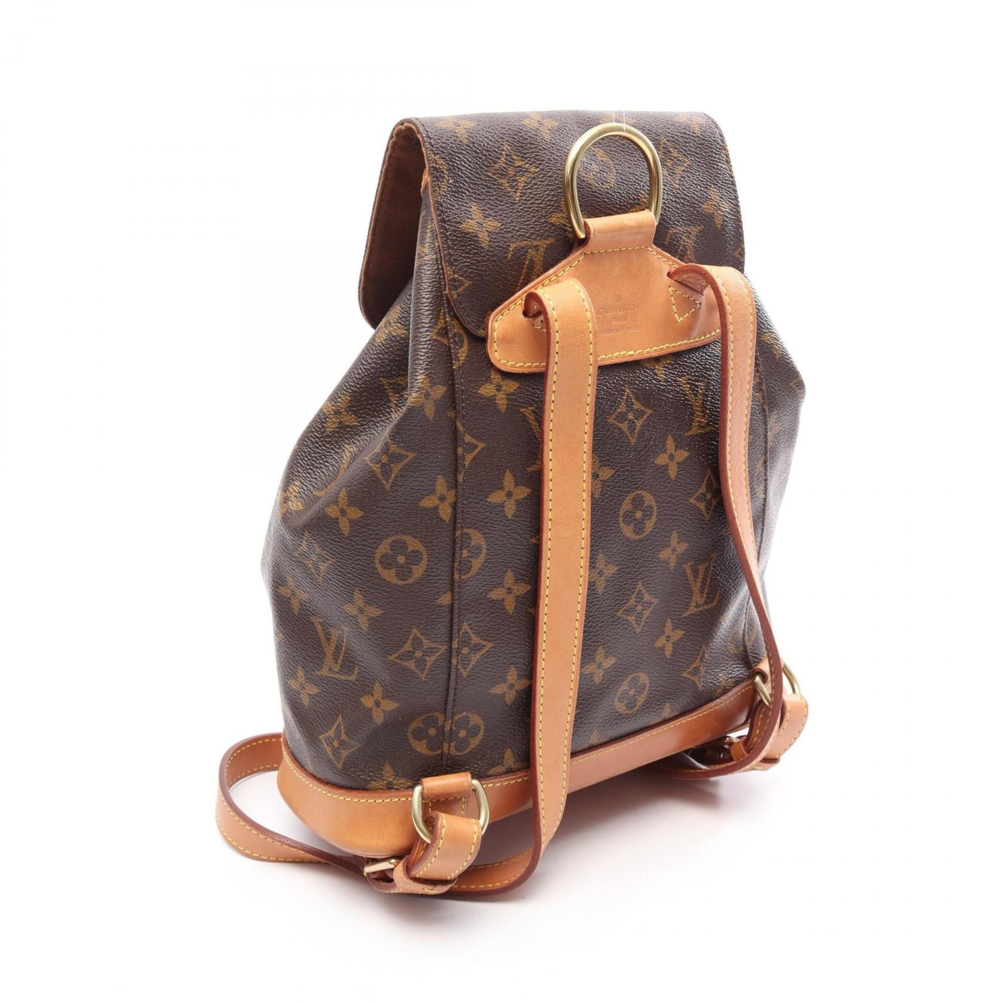 Louis Vuitton Brown Coated Canvas Leather Backpack Handbag (Pre-Owned)