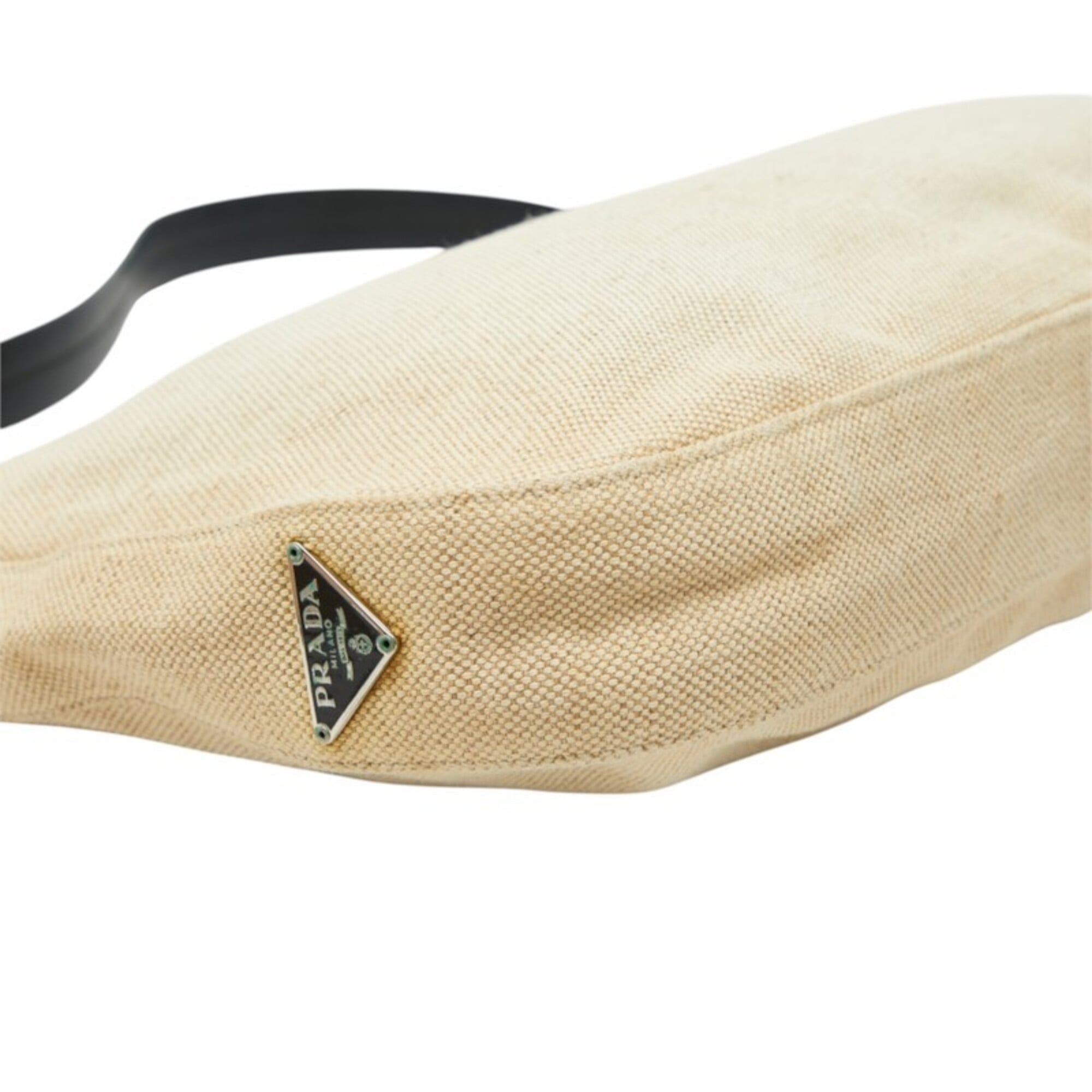 Prada Beige Canvas Leather Shoulder Bag (Pre-Owned)