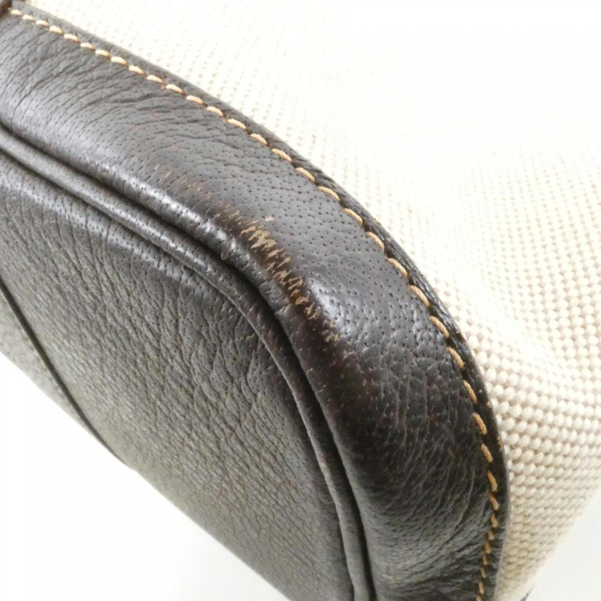Hermes Brown Toile H Buffle Skipper Leather Handbag (Pre-Owned)