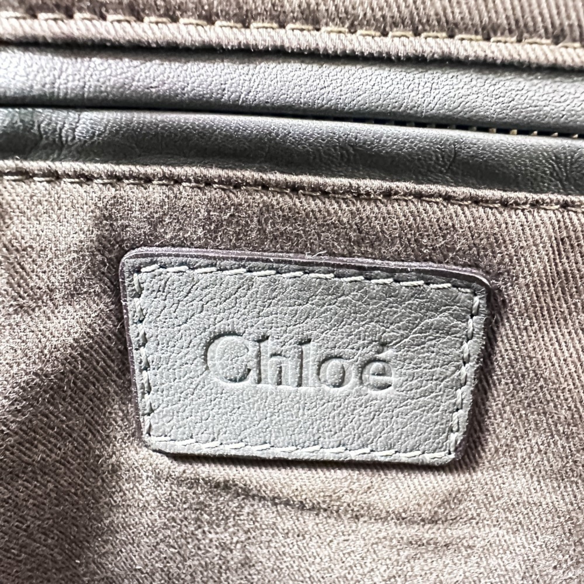 Chloé Gray Leather Handbag Shoulder Bag (Pre-Owned)