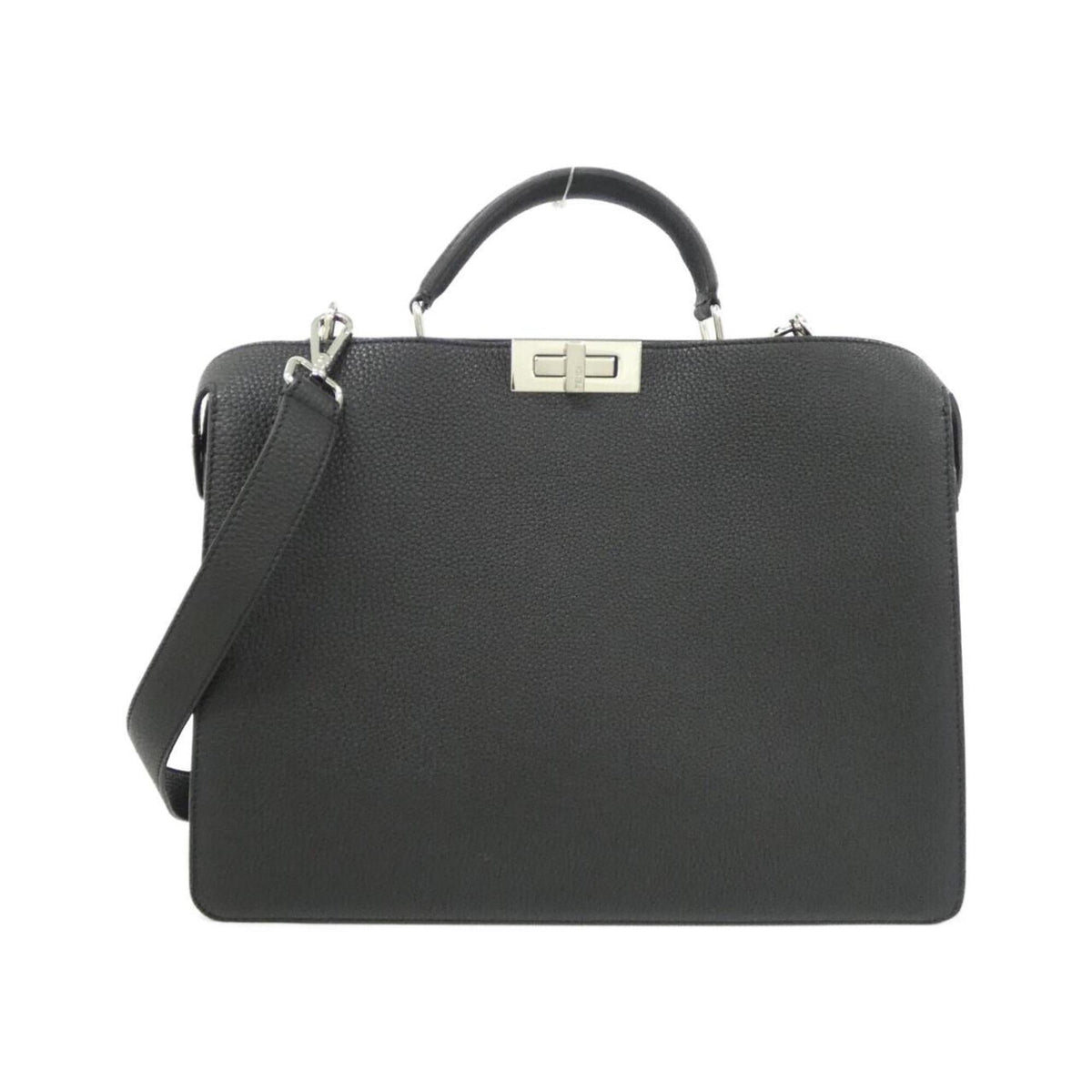 Fendi Black Leather Briefcase Handbag (Pre-Owned)