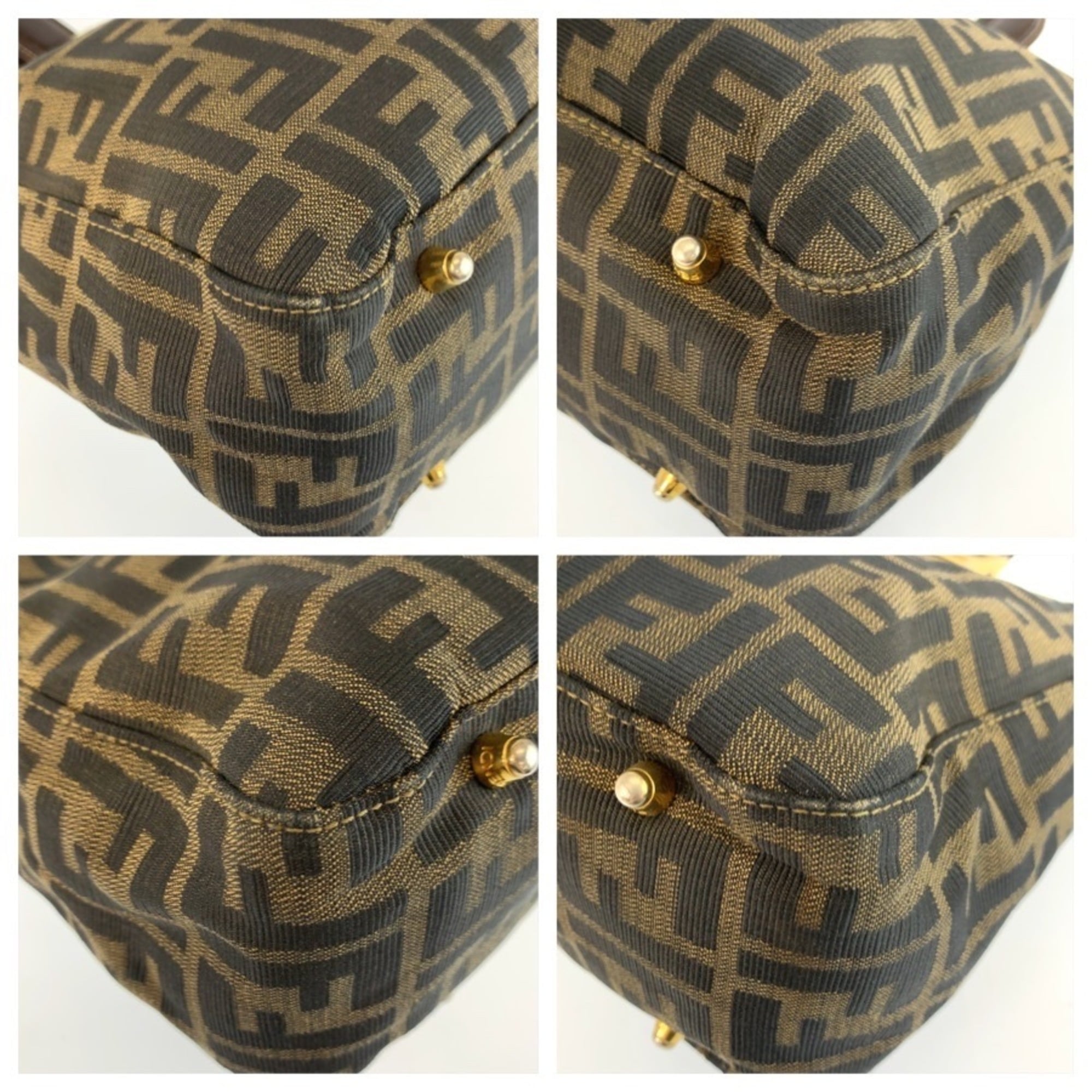 Fendi Brown Canvas Handbag Tote Bag (Pre-Owned)