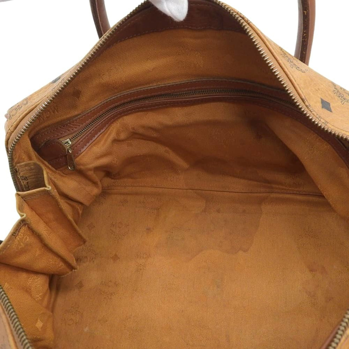 Mcm Visetos Brown Canvas Boston Bag Handbag (Pre-Owned)
