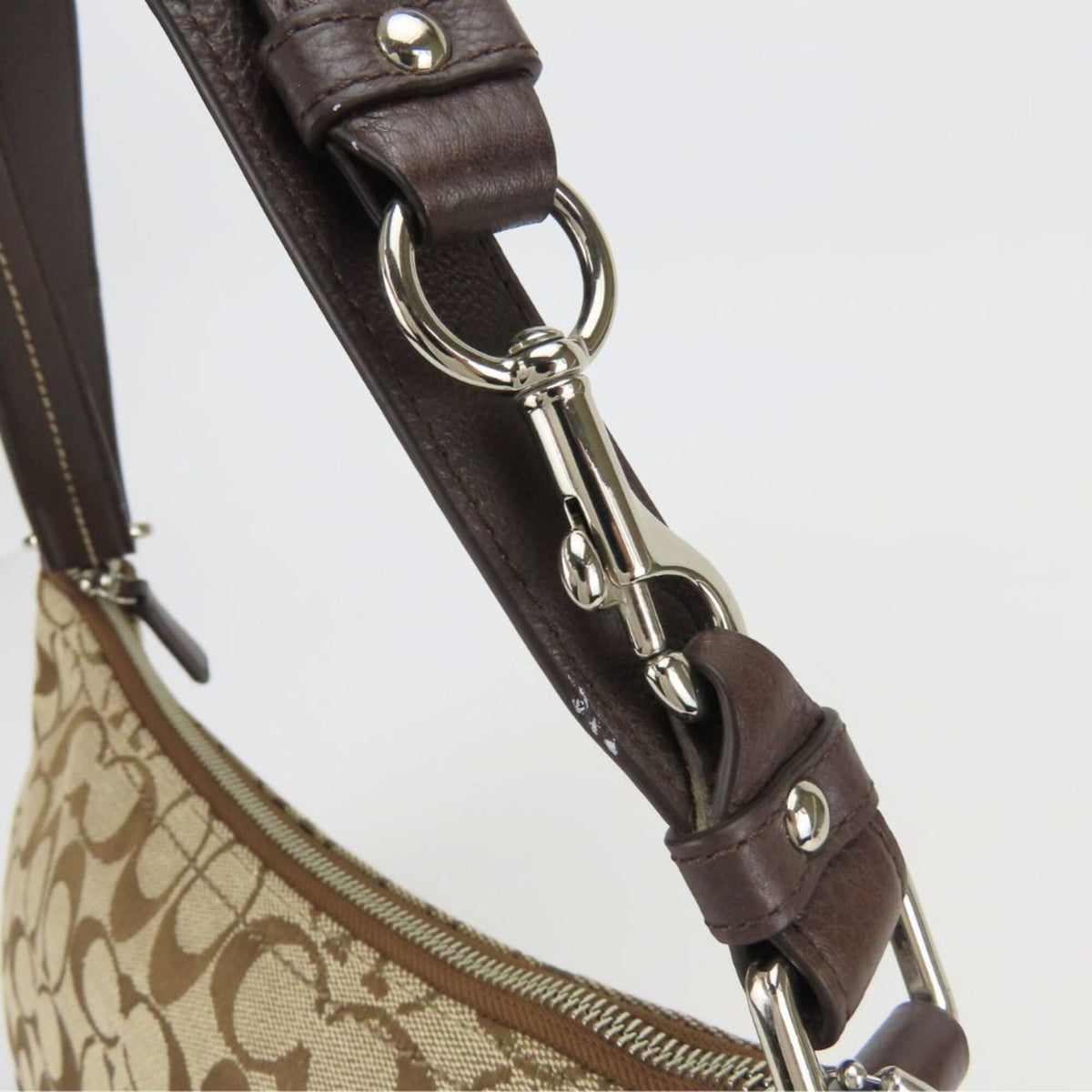 Coach Beige Brown Canvas Leather Shoulder Bag (Pre-Owned)