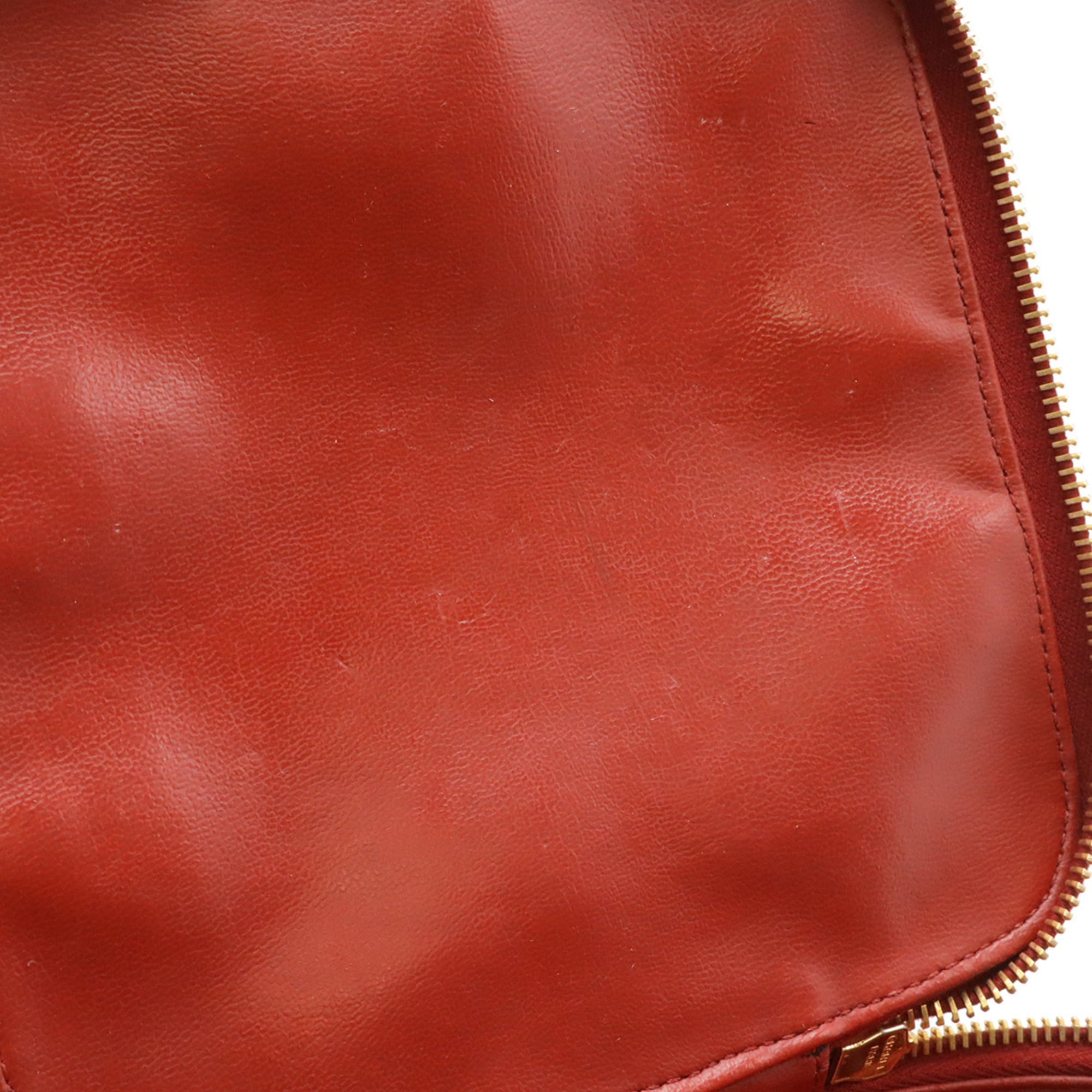 Chanel Red Color Grained Calfskin Handbag Pouch Vanity Bag (Pre-Owned)
