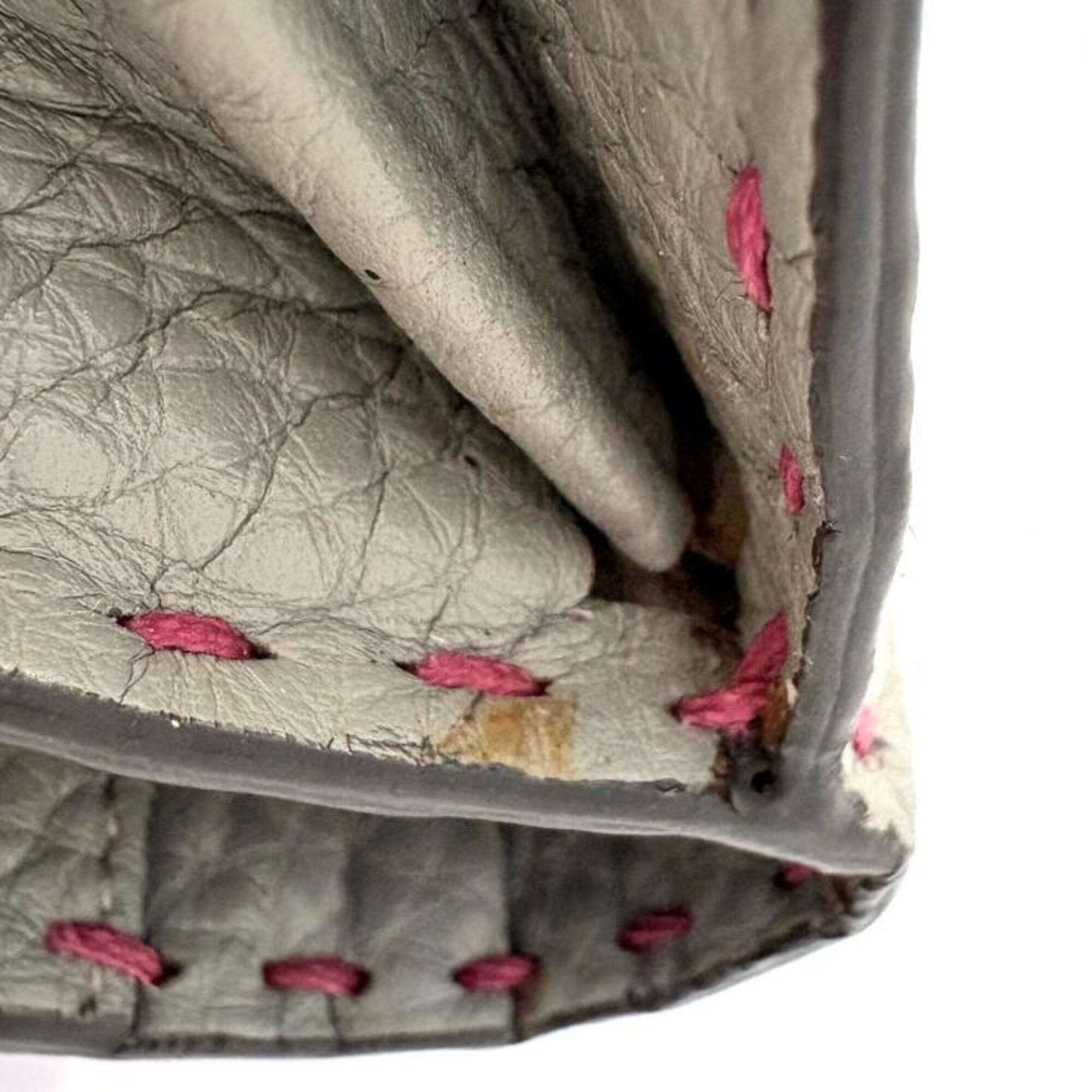 Fendi Gray Light Pink Pink Leather Long Wallet (Bi-Fold) (Pre-Owned)