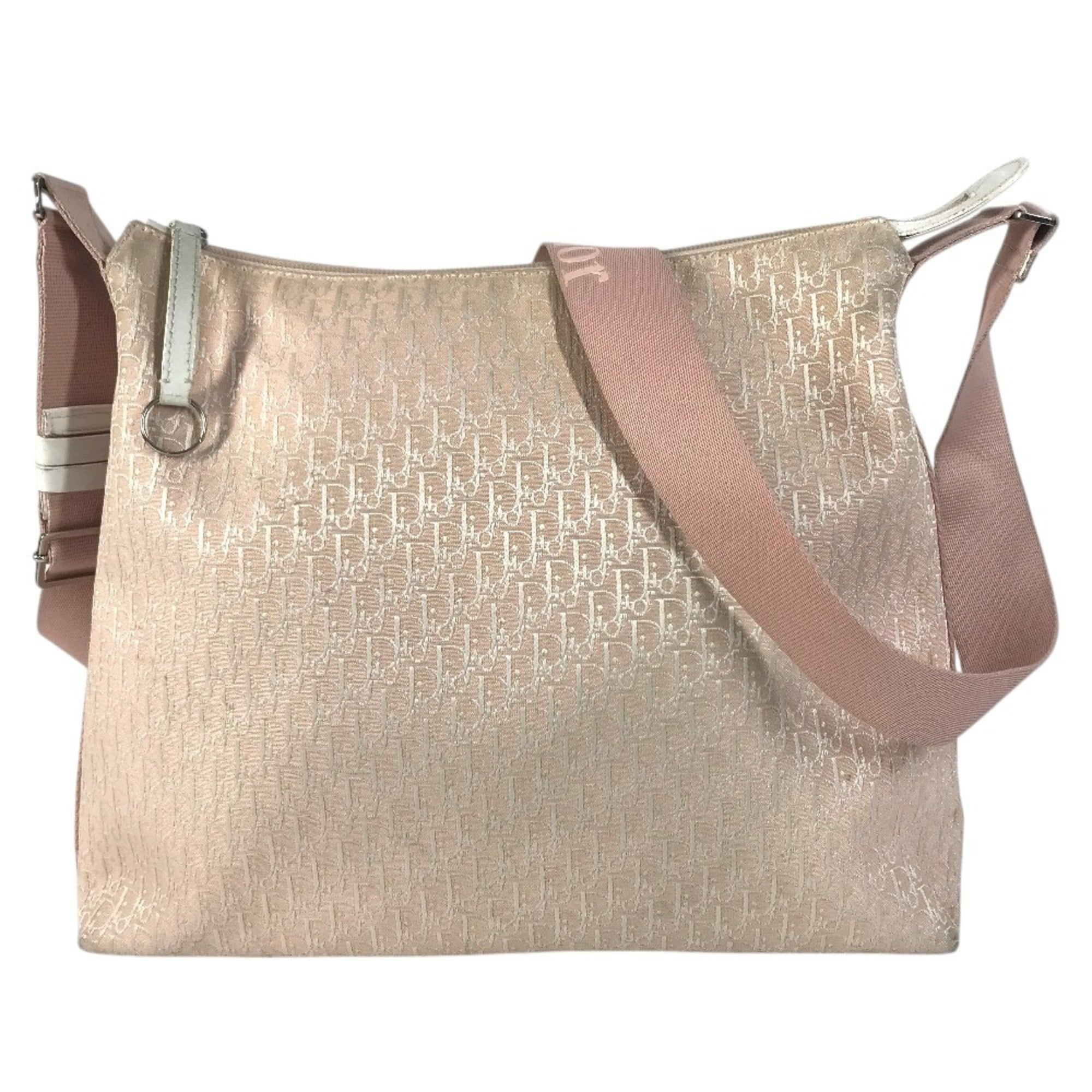 Christian Dior Pink White Yellow Leather Canvas Shoulder Bag (Pre-Owned)