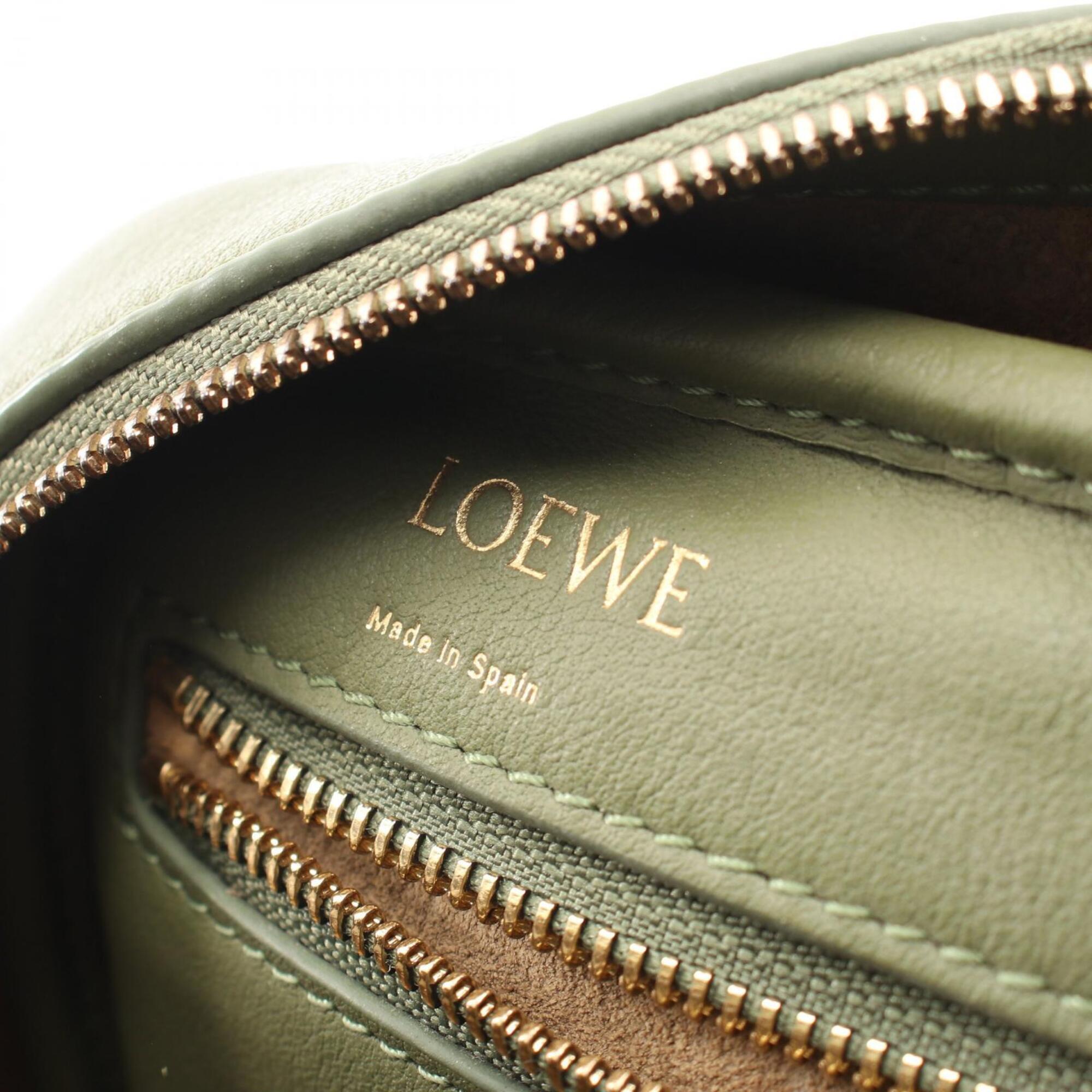 Loewe Khaki White Canvas Leather Handbag (Pre-Owned)