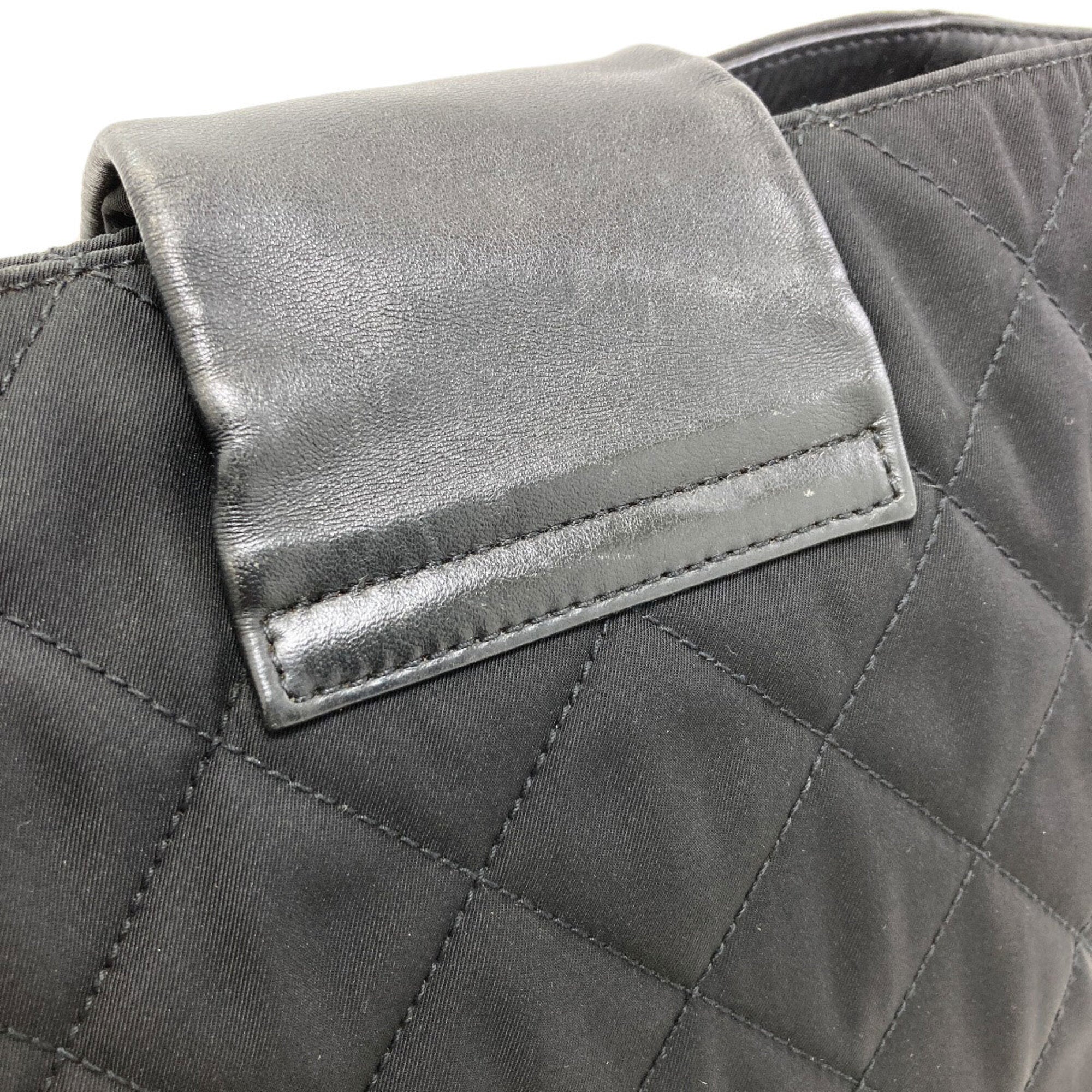 Chanel Matelasse Black Nylon Leather Shoulder Bag (Pre-Owned)