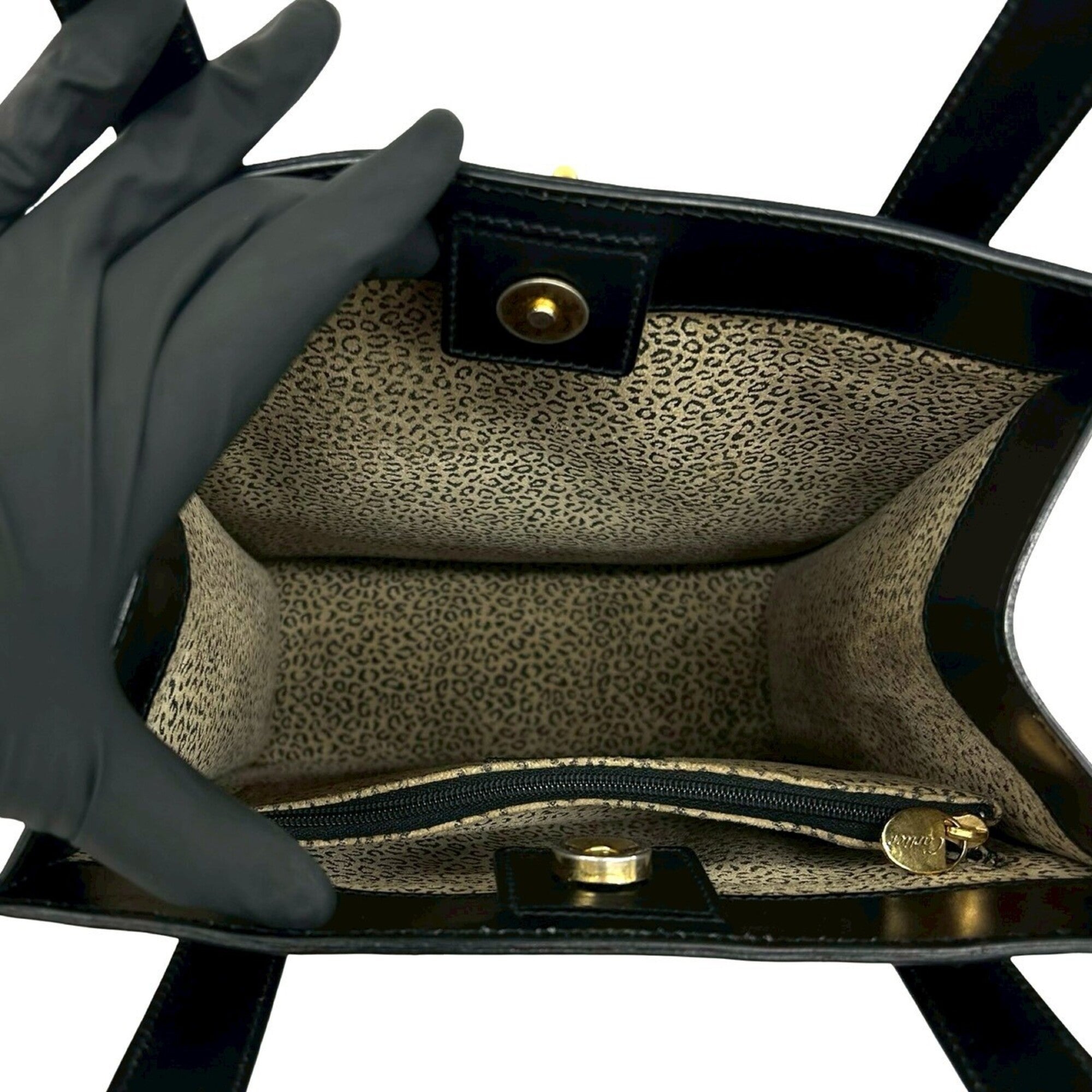 Cartier Black Leather Shoulder Bag Tote Bag (Pre-Owned)