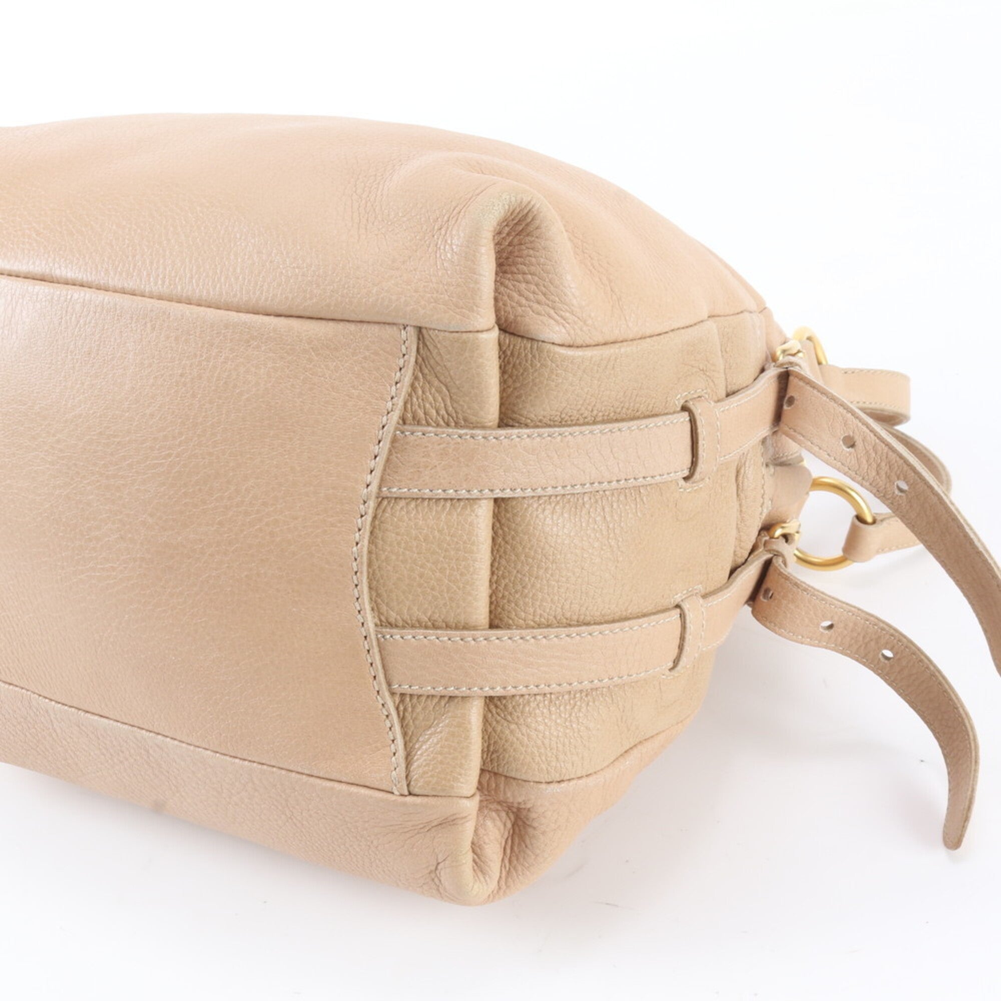 Prada Beige Leather Handbag Tote Bag (Pre-Owned)