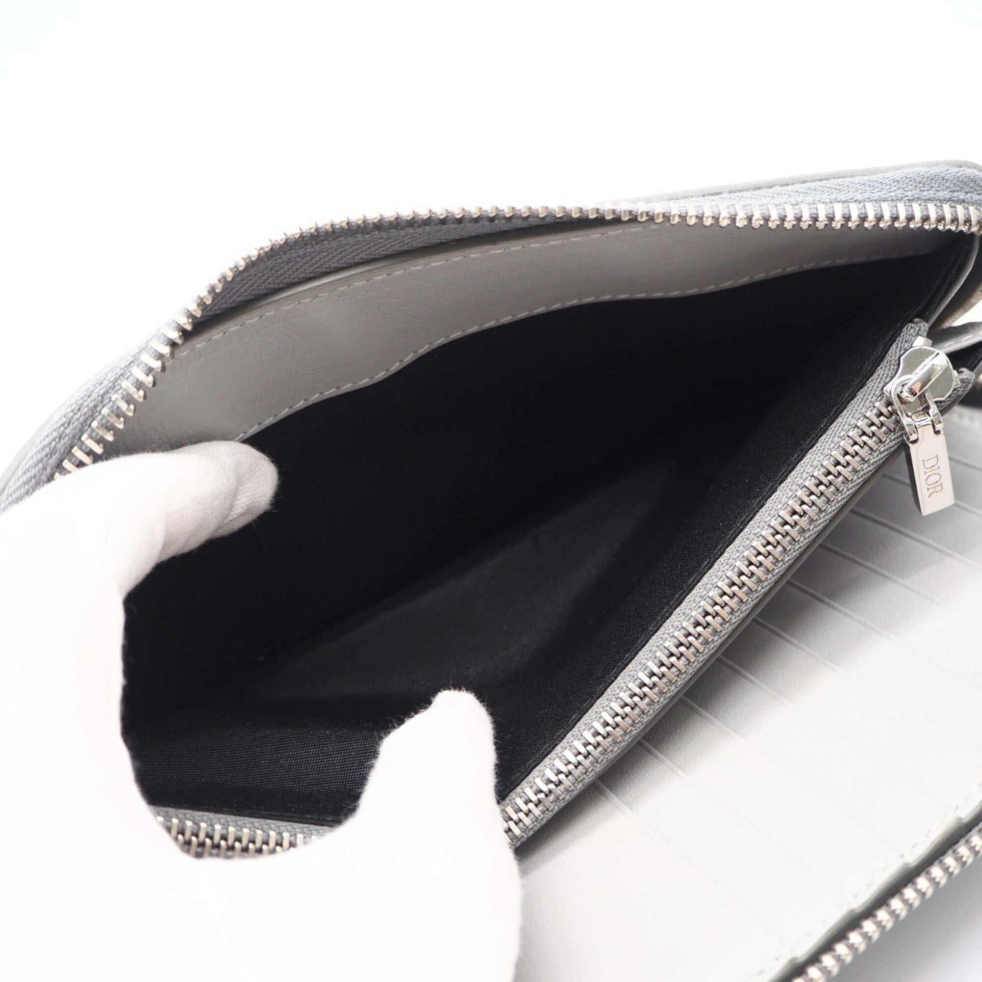 Christian Dior Gray Coated Canvas Leather Long Wallet (Bi-Fold) (Pre-Owned)