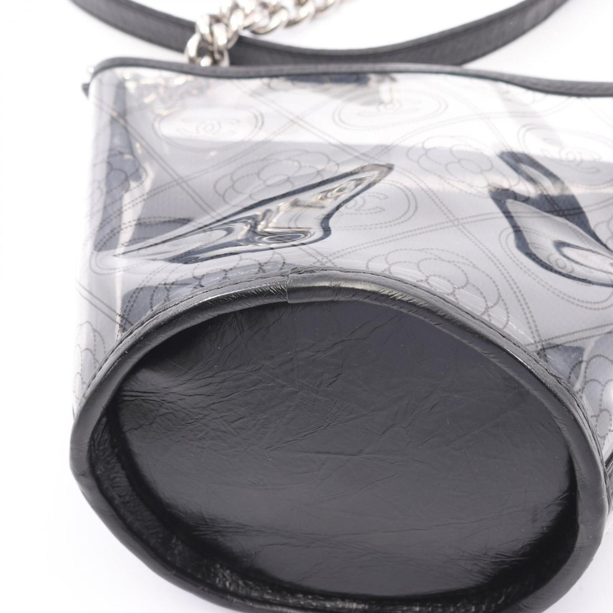 Chanel Black Clear Vinyl Leather Handbag Shoulder Bag (Pre-Owned)
